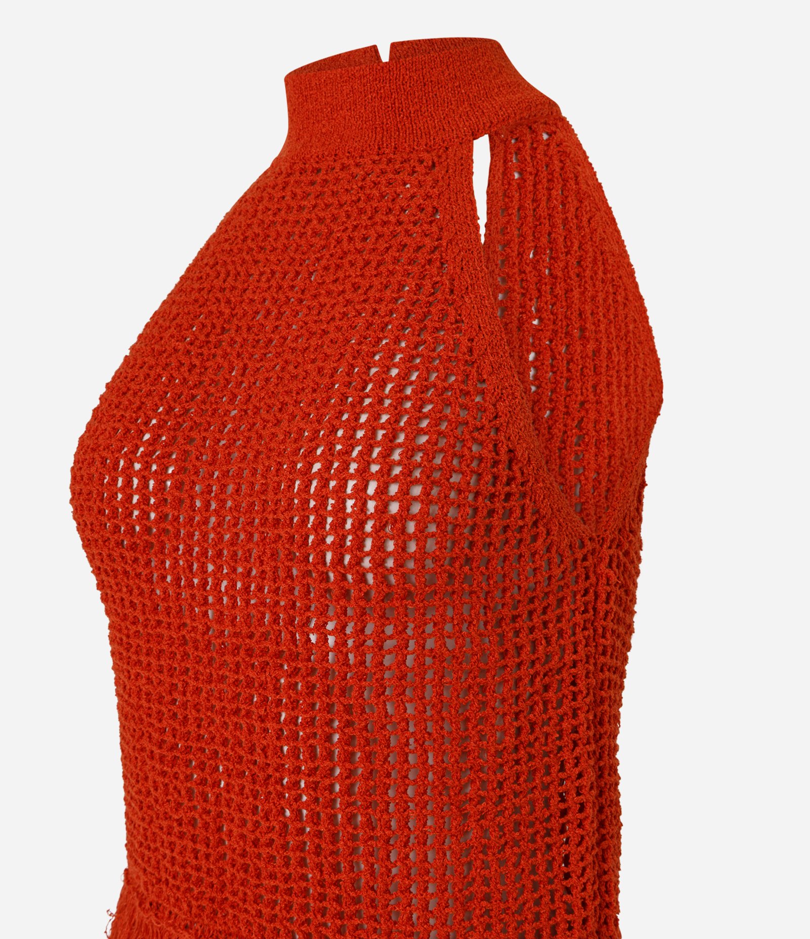 Blusa Halter em Tricô com Franjas Vermelho 6