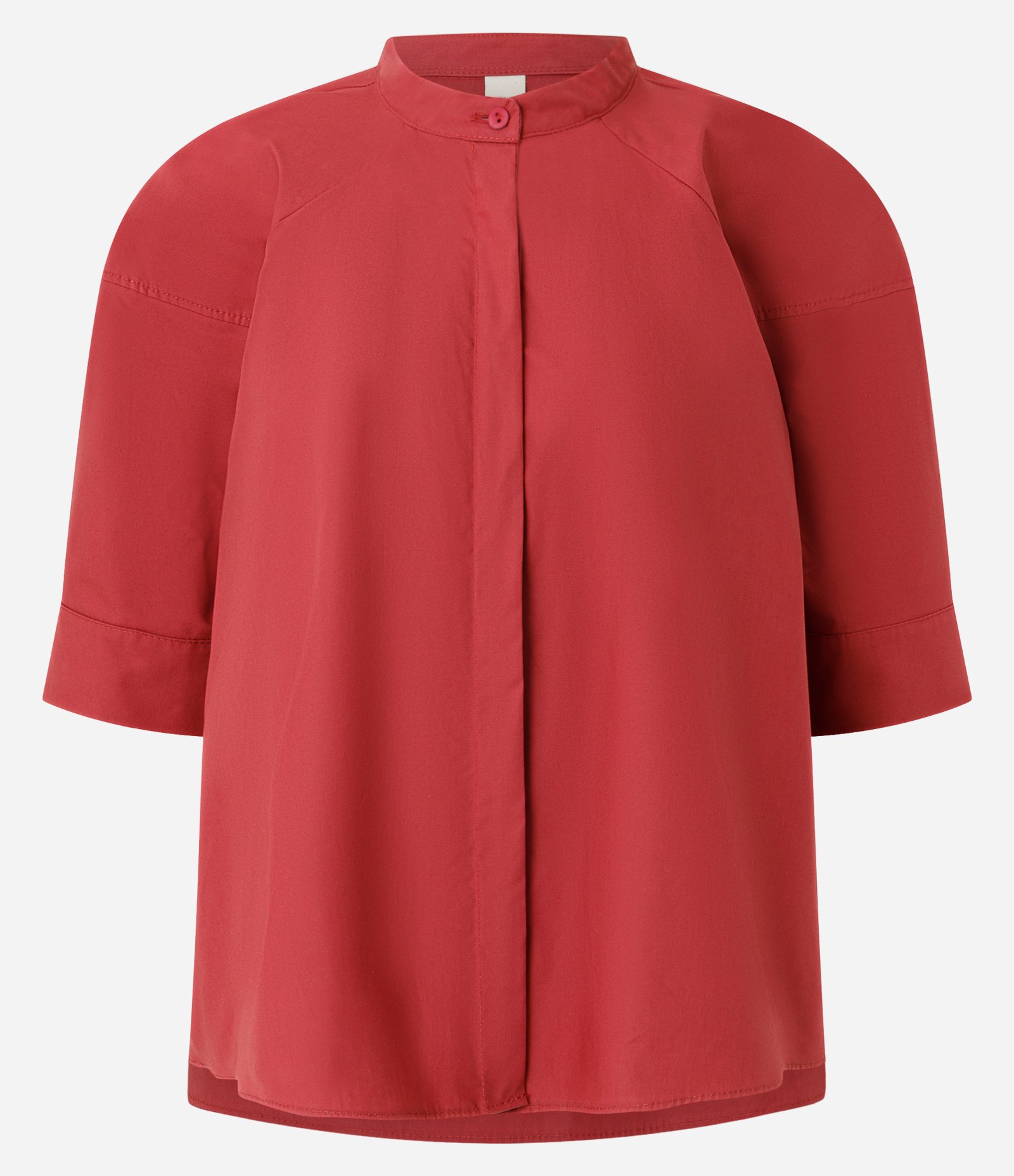 Camisa Ampla em Tricoline com Gola Padre Vermelho 5