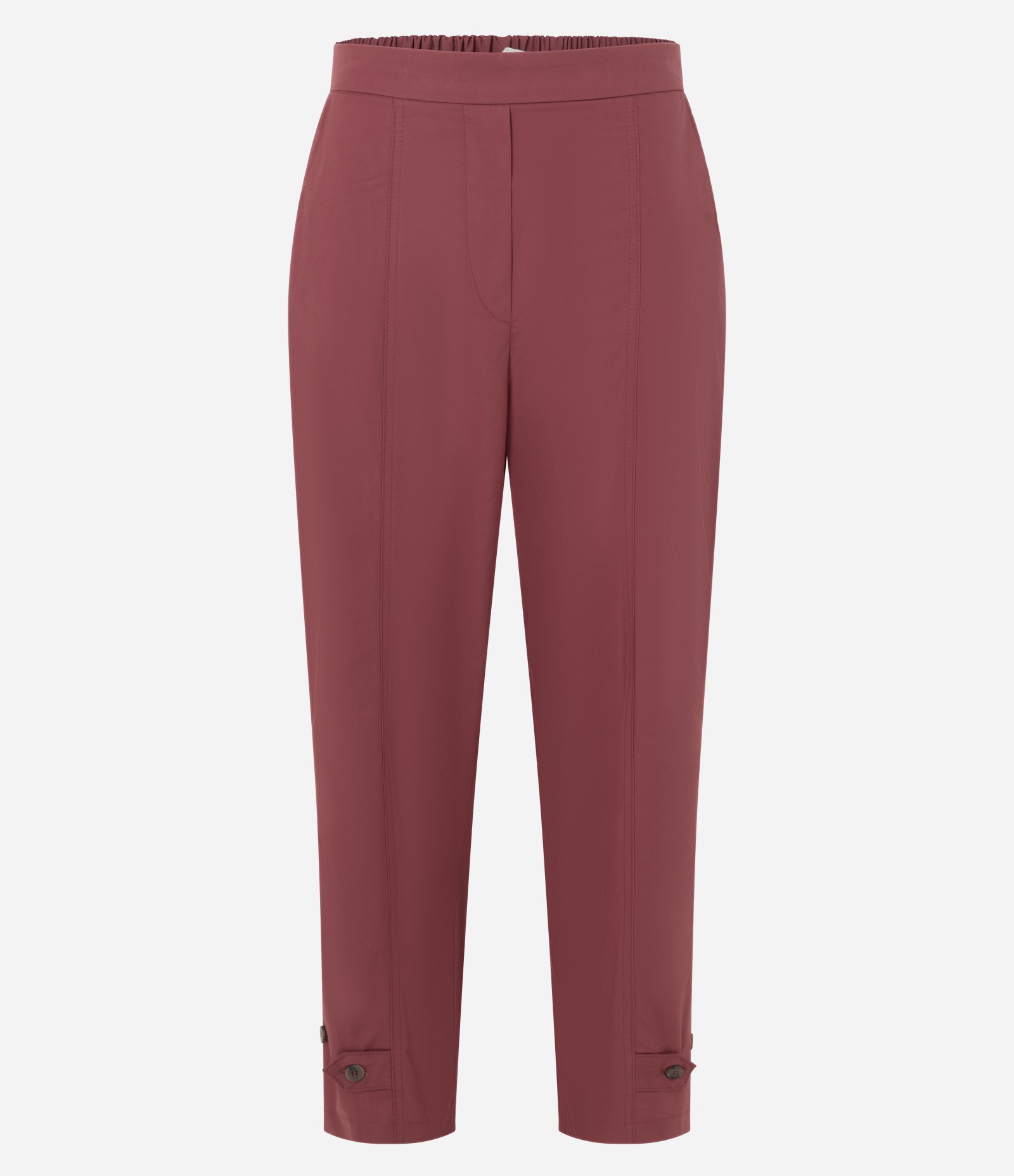 Calça Cenoura em Tricoline com Botão na Barra Vermelho 5
