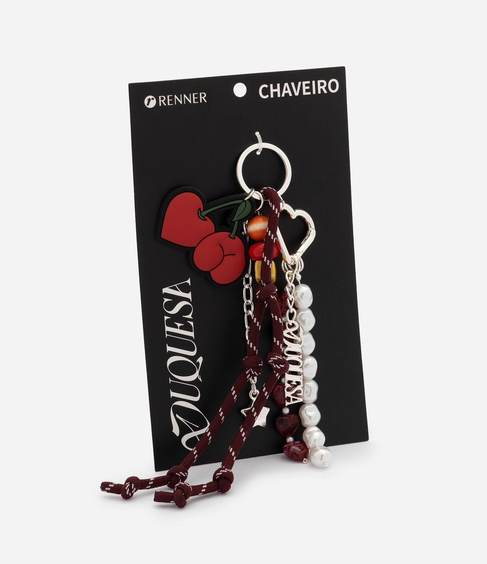 Chaveiro com Cordão e Lettering Duquesa no Pingente Vermelho 5