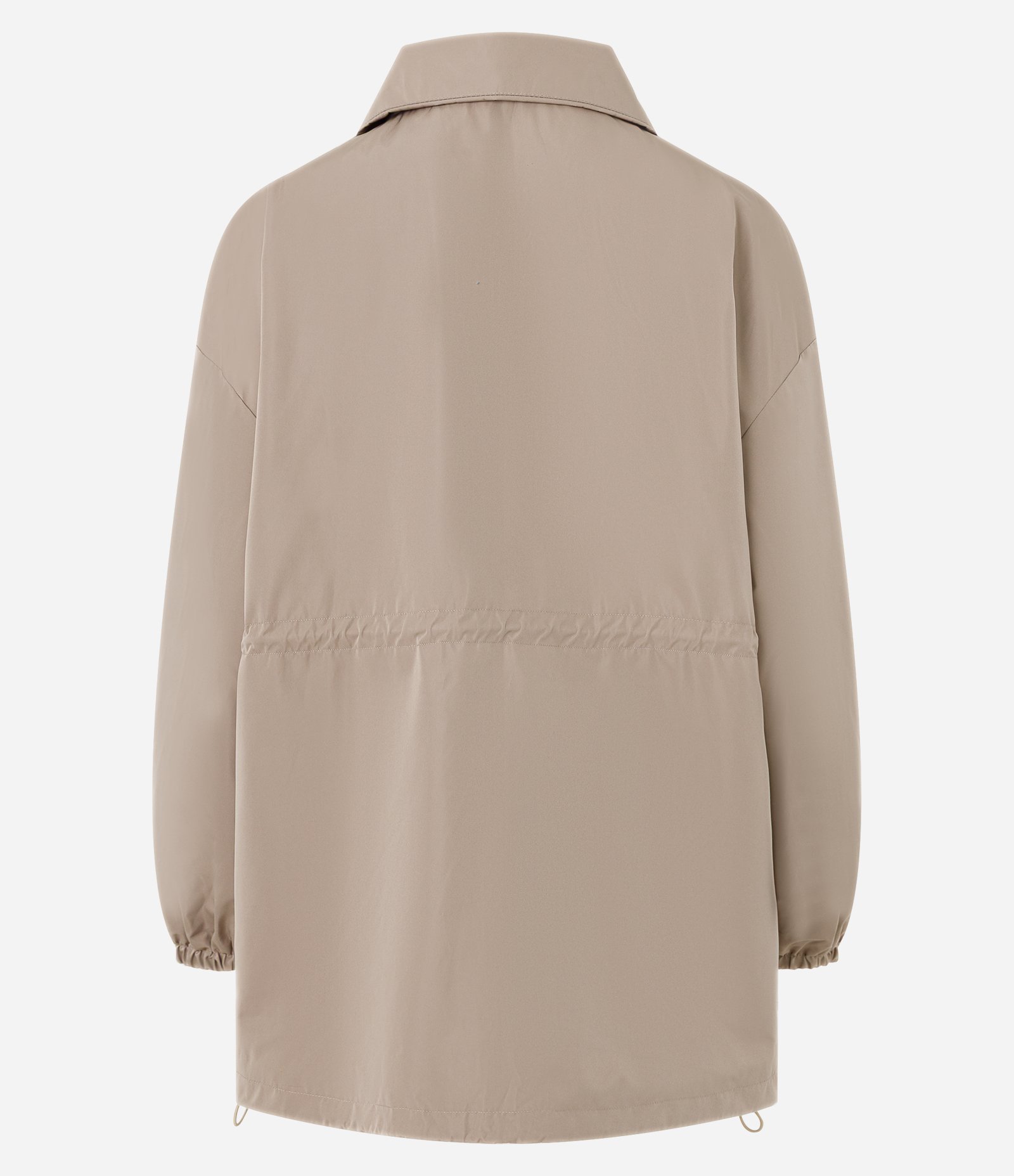 Jaqueta Corta Vento Oversized com Ajuste na Cintura e Bolsos com Lapela Bege 11