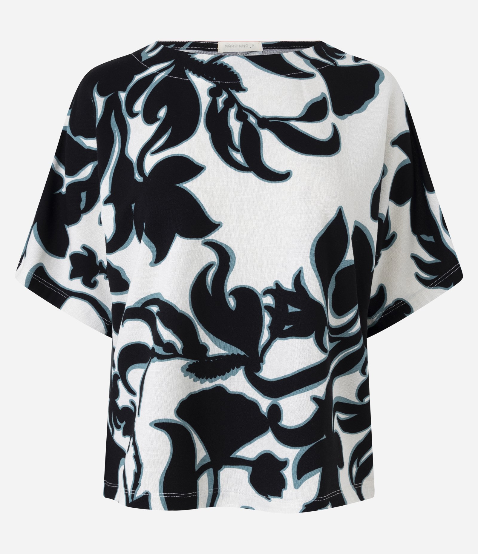 Blusa em Piquet com Estampa Floral Abstrata Branco 3
