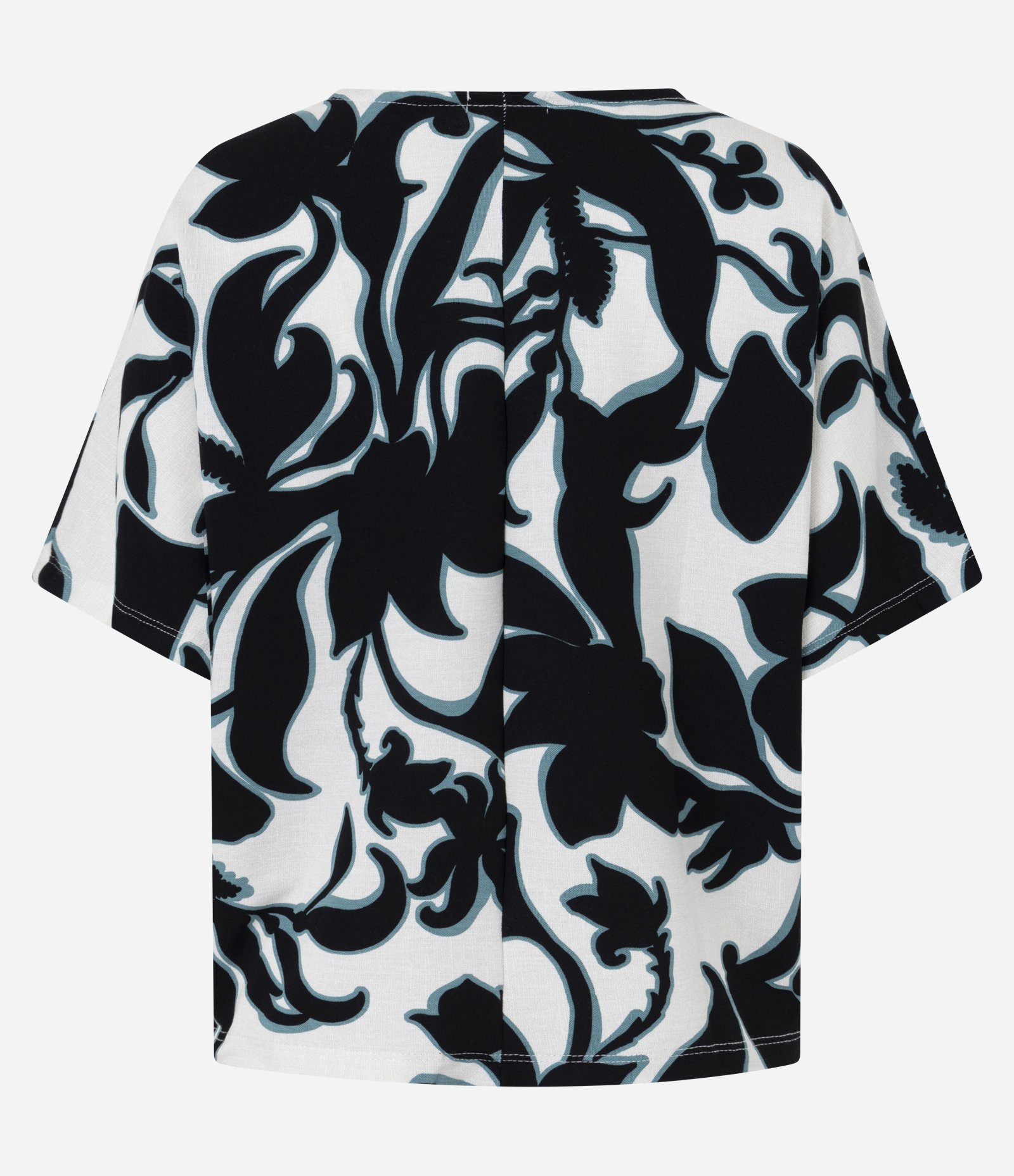 Blusa em Piquet com Estampa Floral Abstrata Branco 5