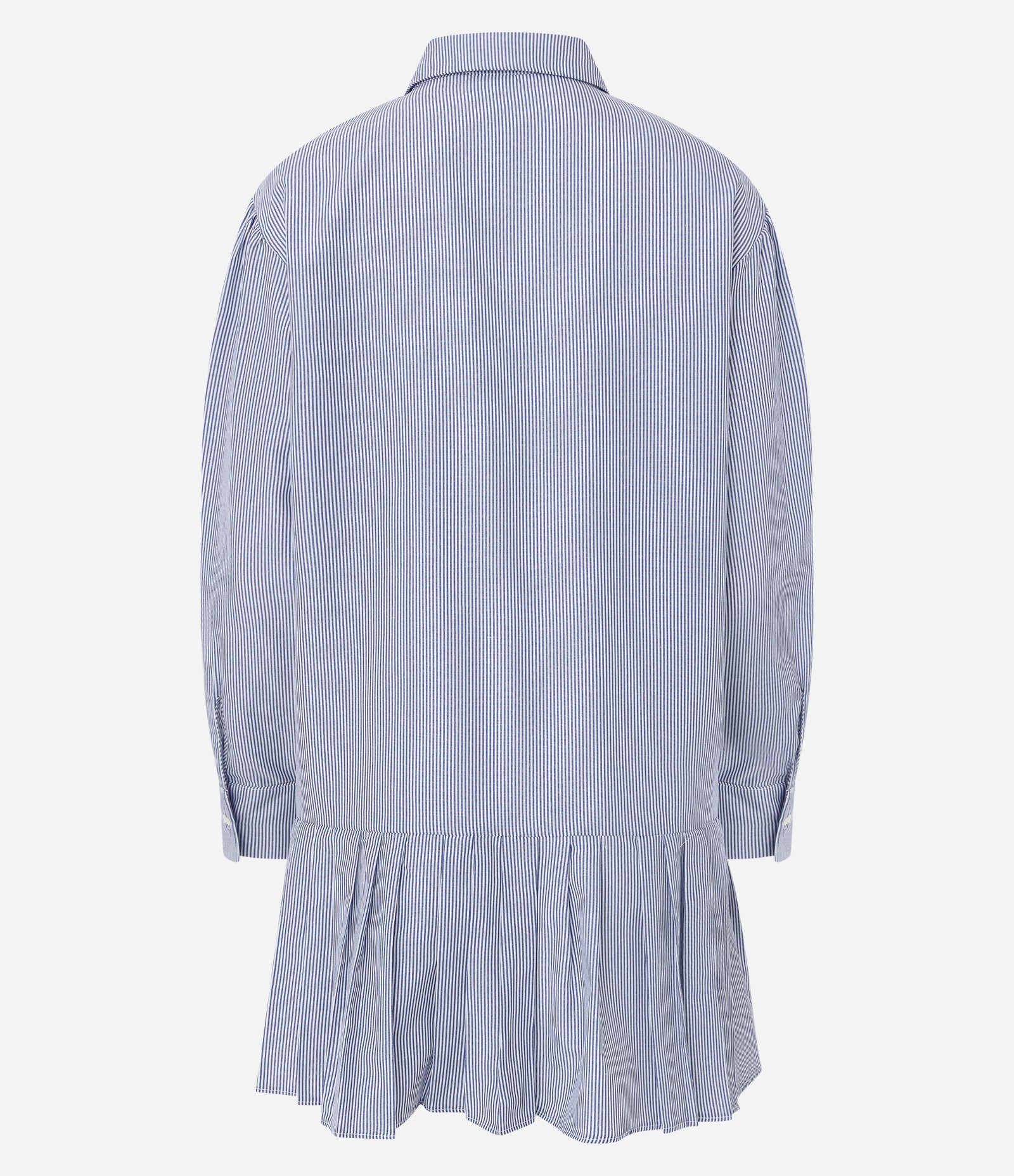 Vestido Curto em Tricoline Listrado com Saia de Pregas Azul 6