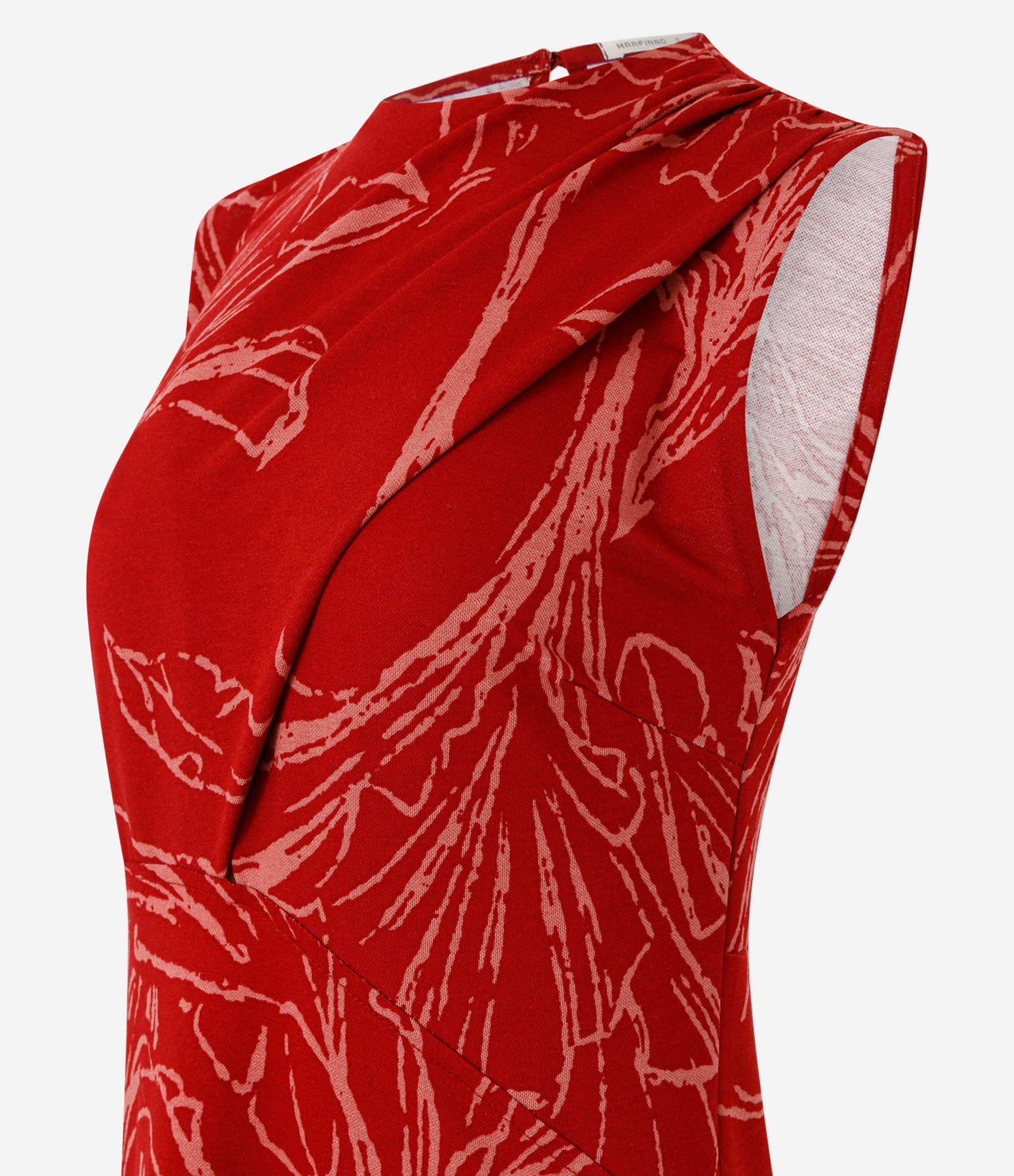 Vestido Midi em Piquet com Estampa Abstrata Vermelho 2
