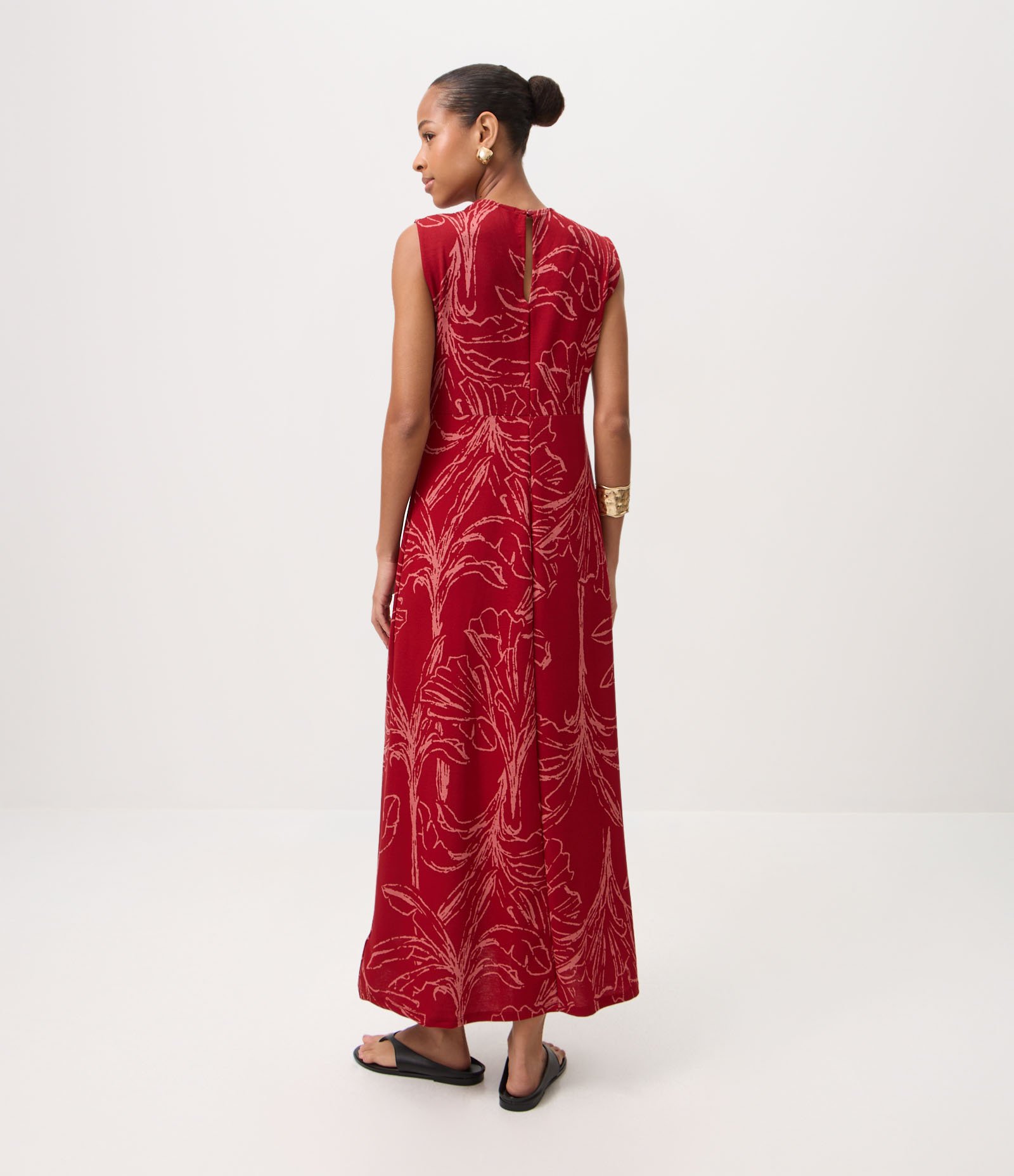Vestido Midi em Piquet com Estampa Abstrata Vermelho 4