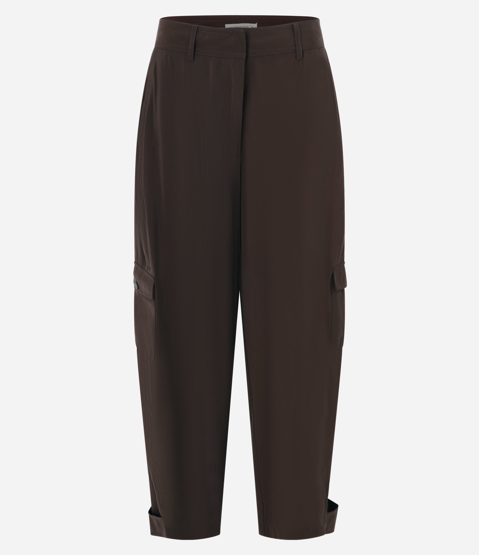 Calça Barrel com Aplicação de Bolso Cargo Marrom 6