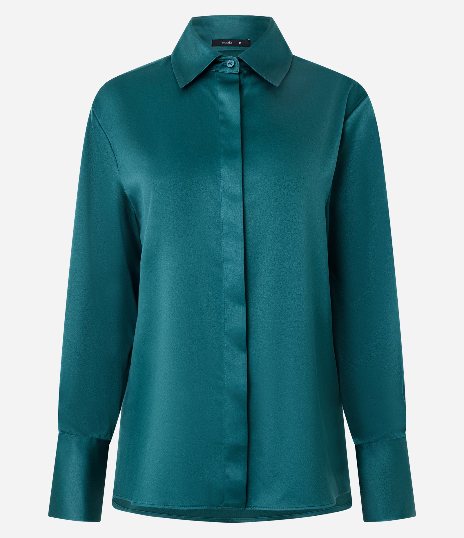 Camisa Acetinada com Punhos Largos Verde 5