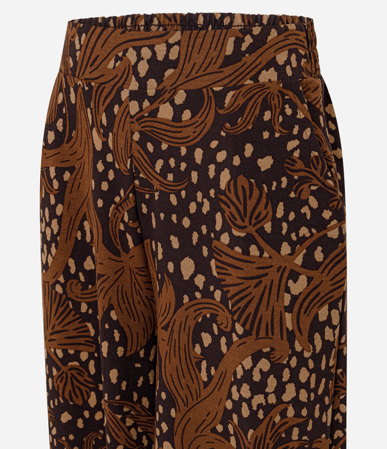 Calça Reta em Piquet com Estampa Floral Abstrata Marrom 2