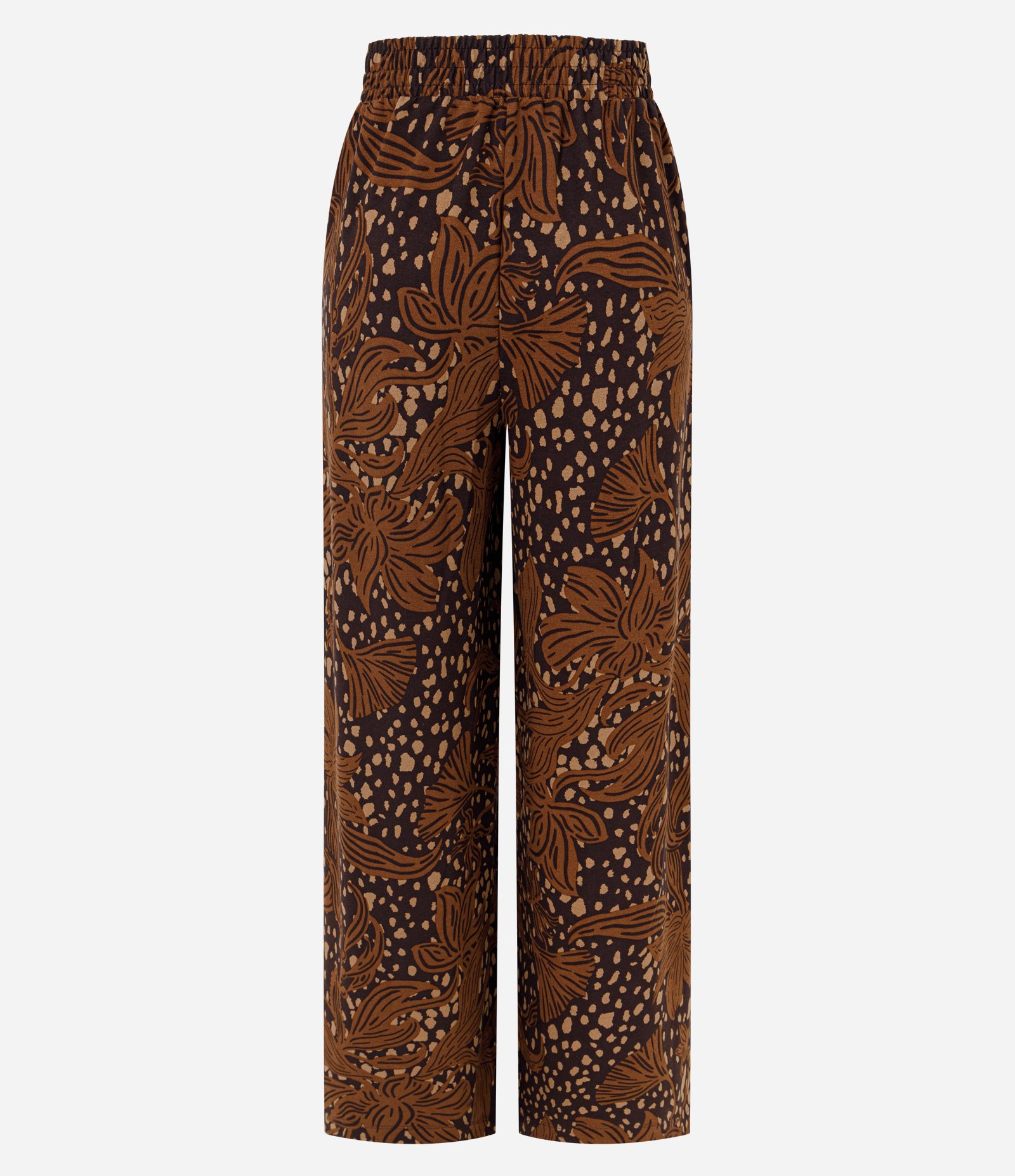 Calça Reta em Piquet com Estampa Floral Abstrata Marrom 3