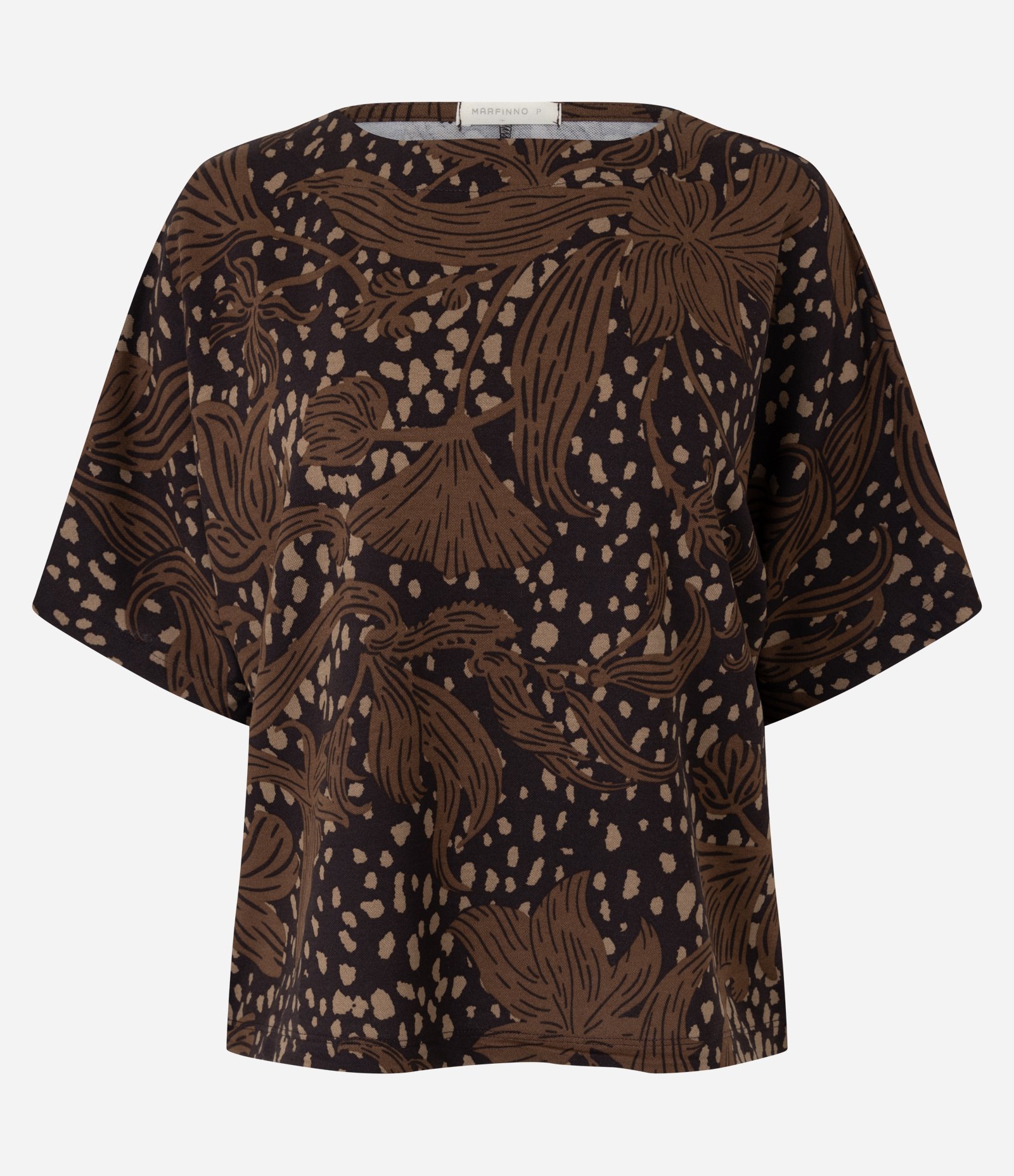 Blusa Ampla com Estampa Floral Waves Marrom 4