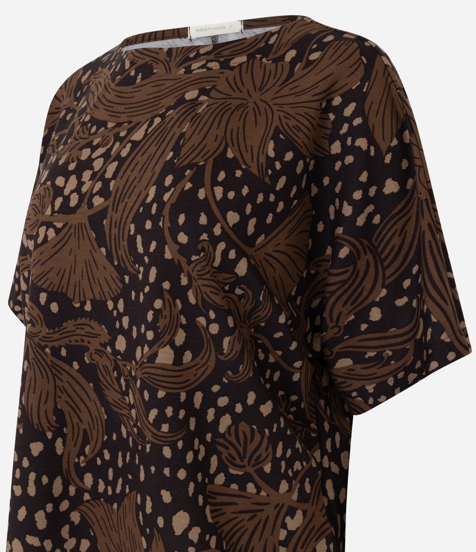 Blusa Ampla com Estampa Floral Waves Marrom 5