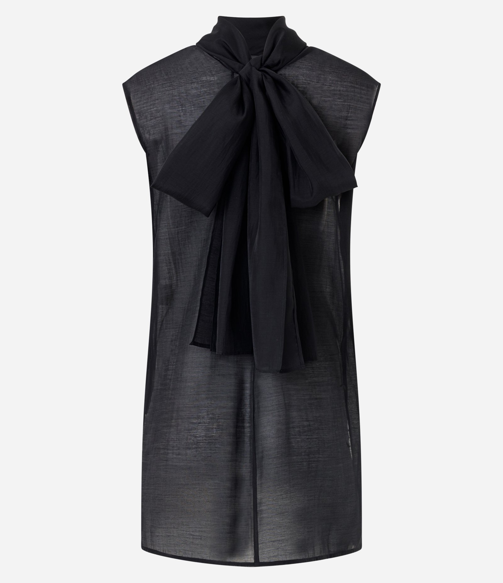 Blusa Túnica em Lyocel com Faixa Longa para Amarração Preto 6