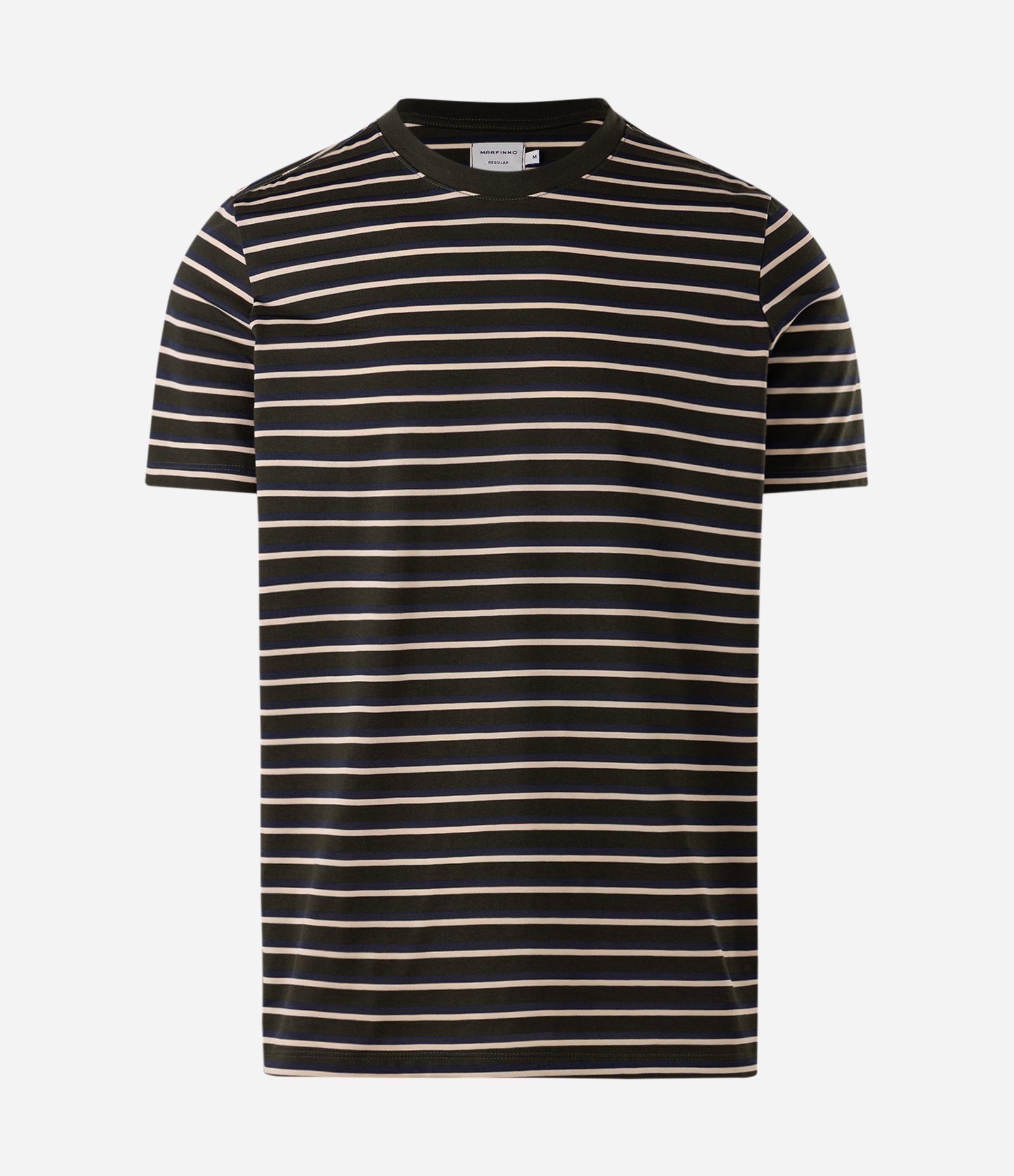 Camiseta Regular em Algodão com Listras em Fio Tinto Verde 5