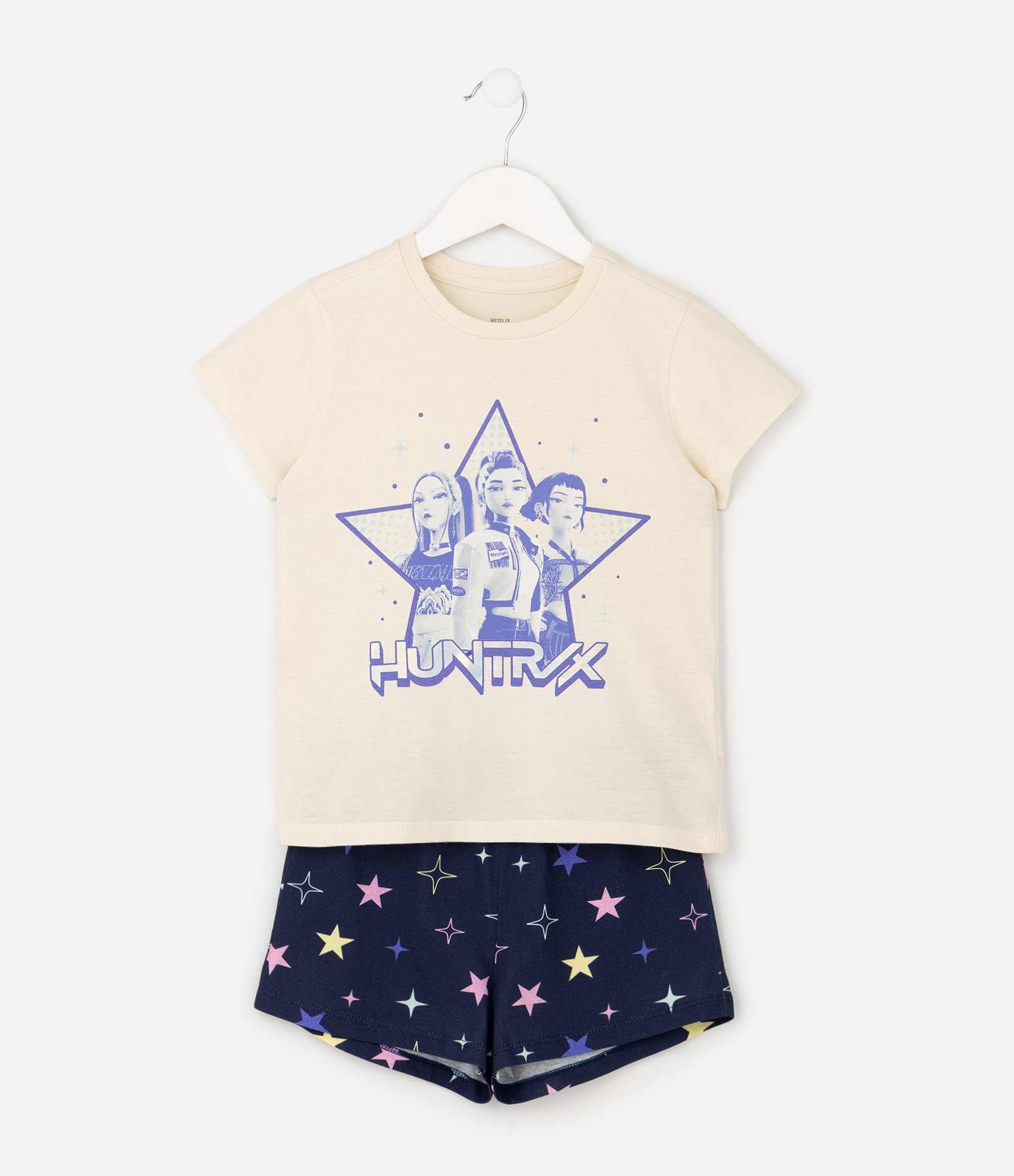 Pijama Infantil em Algodão K-Pop Demon Hunters - Tam 5 a 14 Anos Bege 1