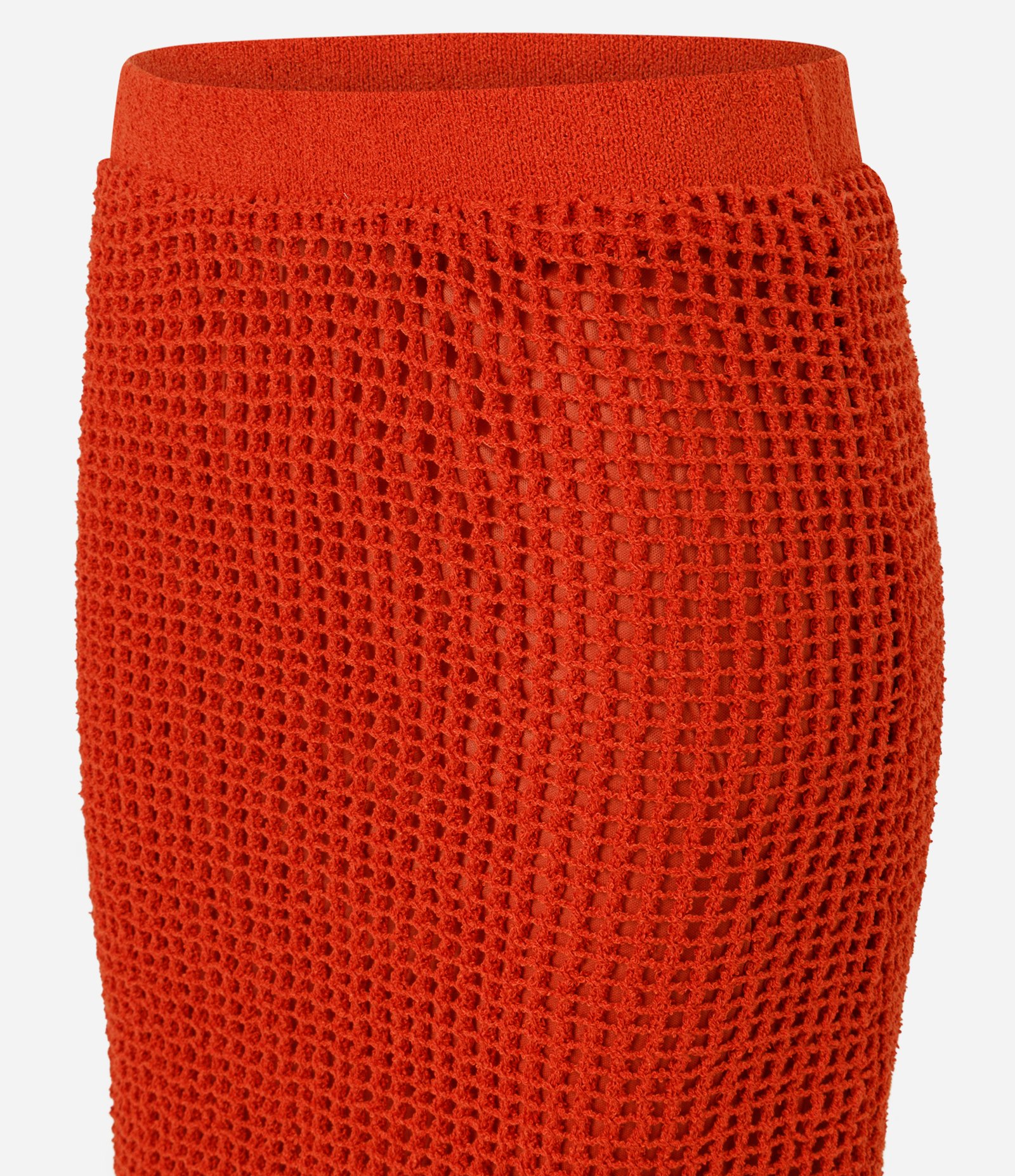 Saia Midi em Tricô com Franjas na Barra Vermelho 7