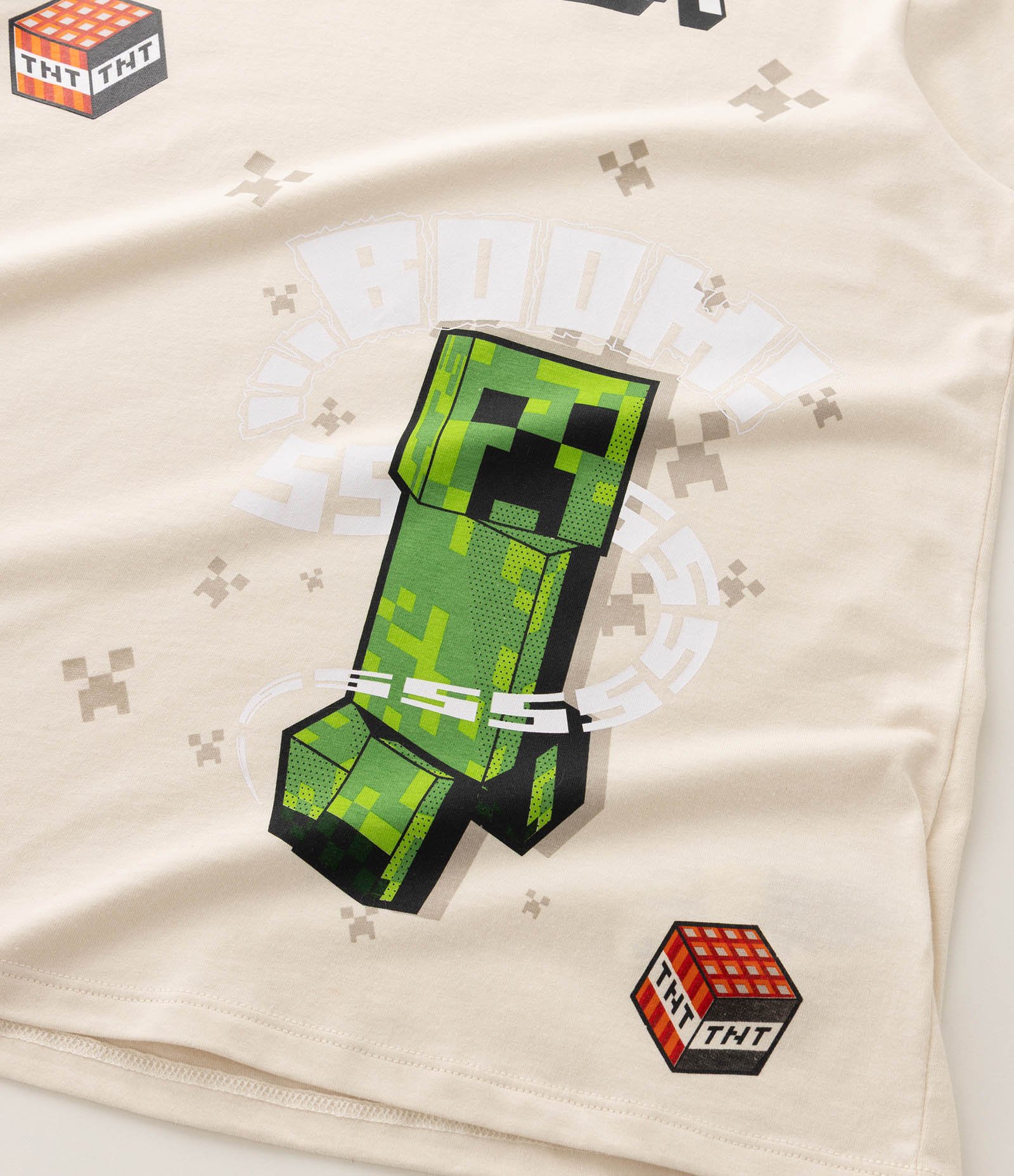 Pijama Infantil em Algodão com Estampa Minecraft - Tam 5 a 14 Anos Bege 6