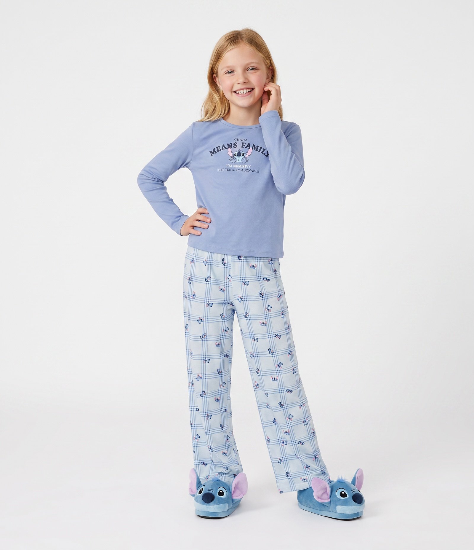 Pijama Infantil em Ribana Stitch - Tam 5 a 14 Anos Azul 1