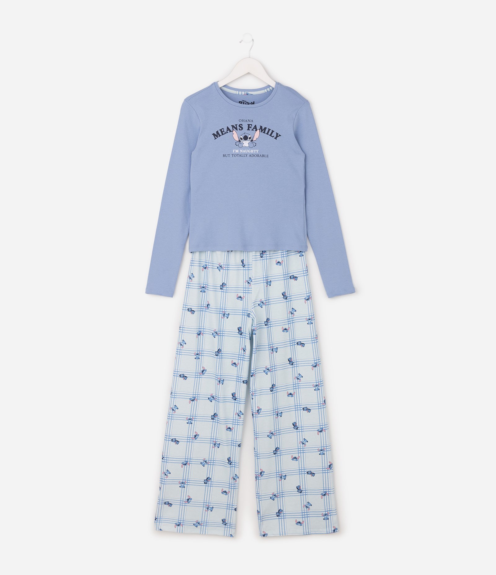 Pijama Infantil em Ribana Stitch - Tam 5 a 14 Anos Azul 1