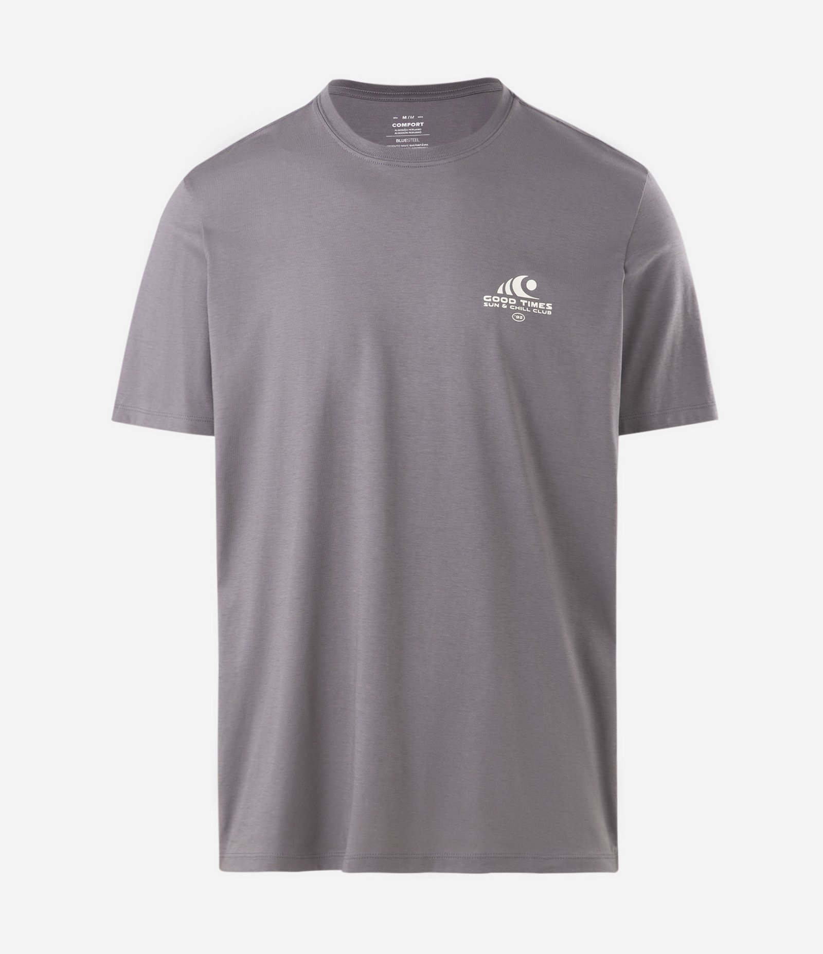 Camiseta Comfort em Algodão Peruano com Estampa Good Times Cinza 4