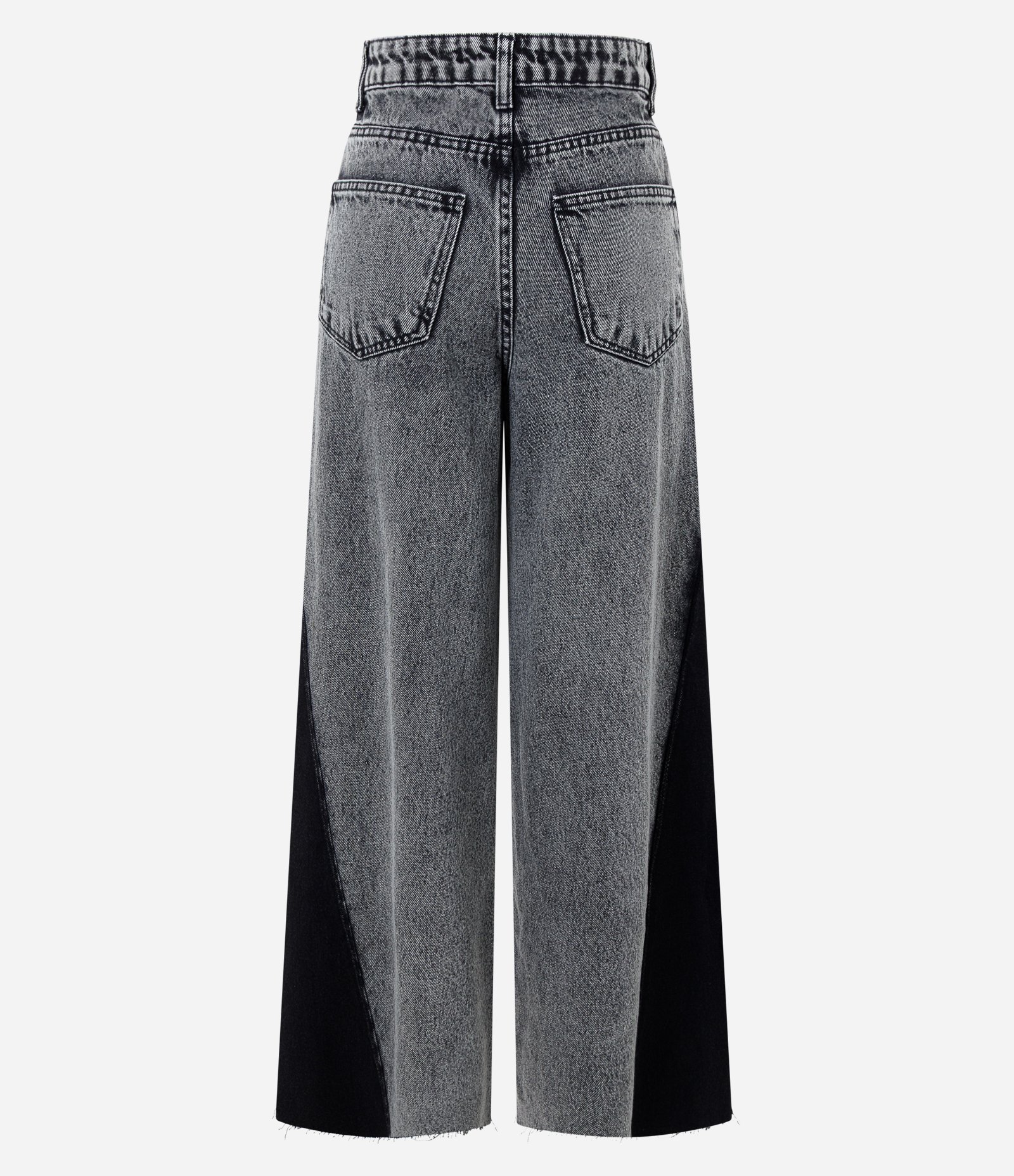 Calça Wide Leg em Jeans com Recorte Lateral e Cintura Média Cinza 6