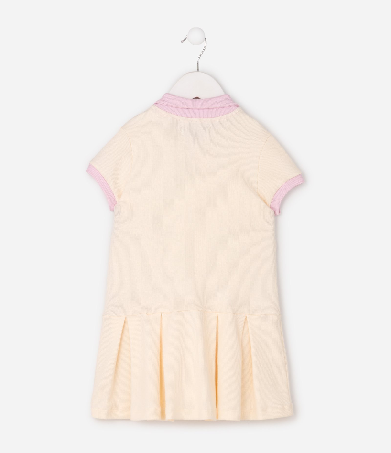 Vestido Curto Slim Infantil em Ribana Estilo Tenista - Tam 1 a 6 Anos Bege 3