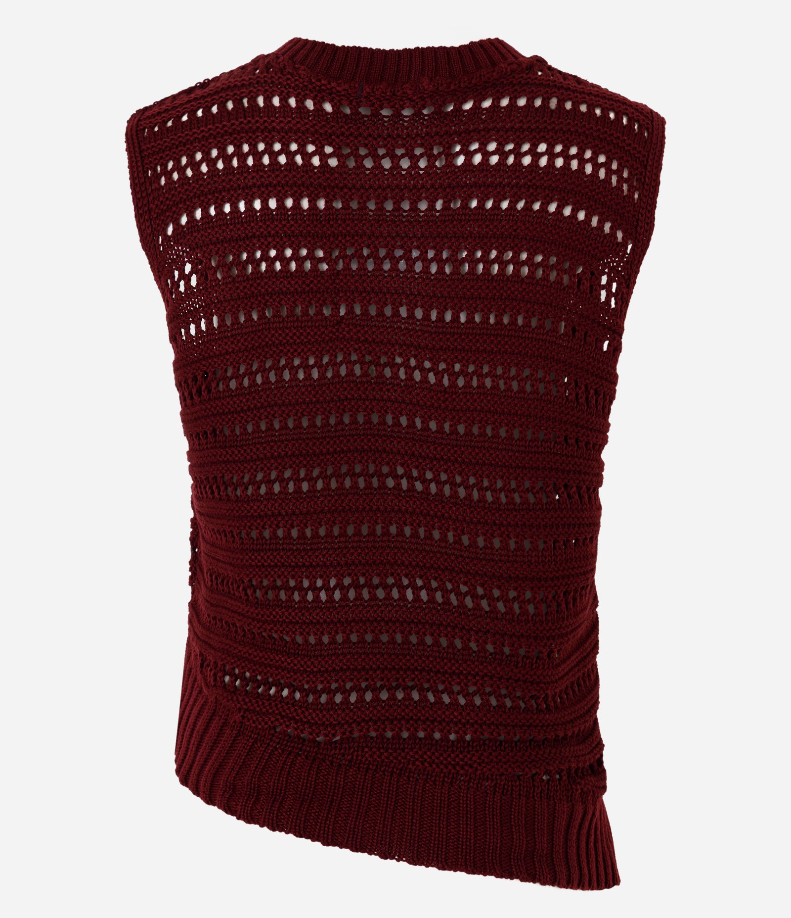 Blusa em Tricô Assimétrica com Gola Redonda Vinho 7
