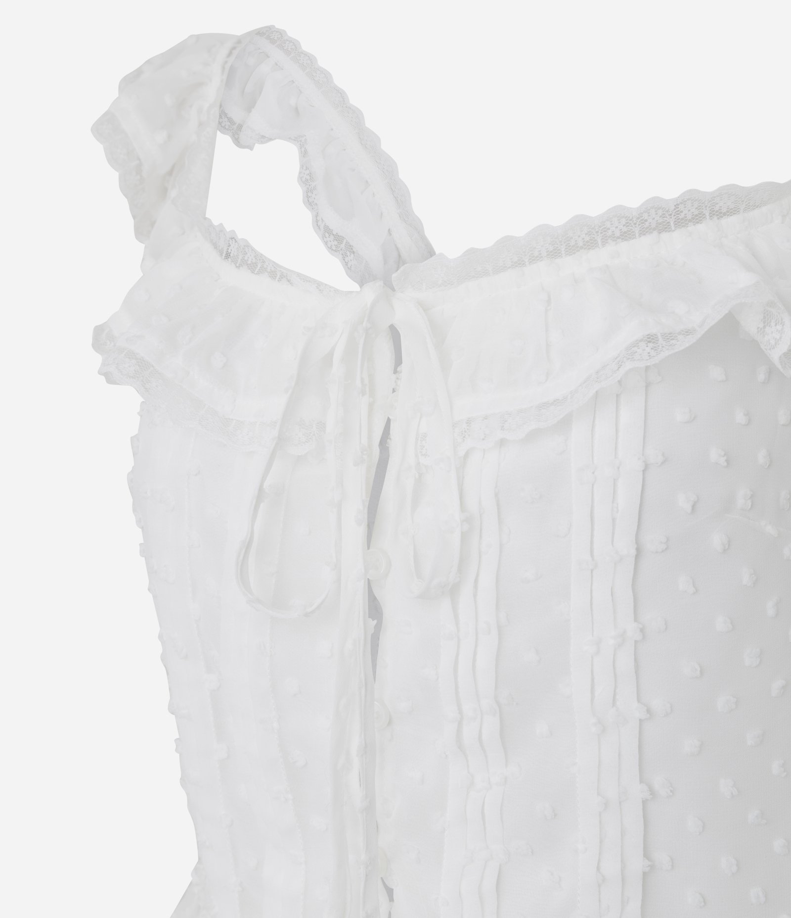 Blusa Peplum Texturizada com Babados e Amarração Frontal Branco 6