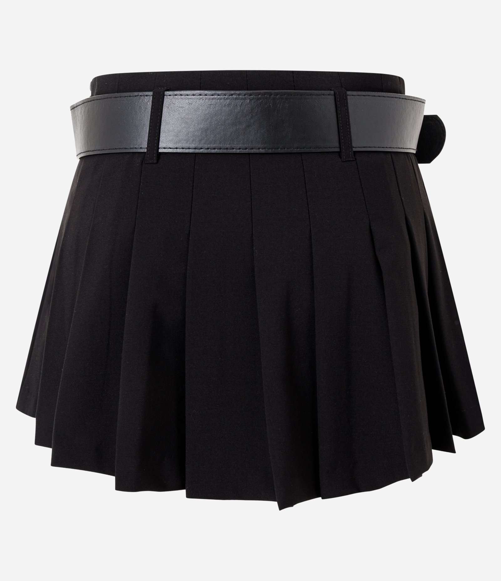 Short Saia Alfaiataria Plissado com Cinto e Cintura Alta Preto 2