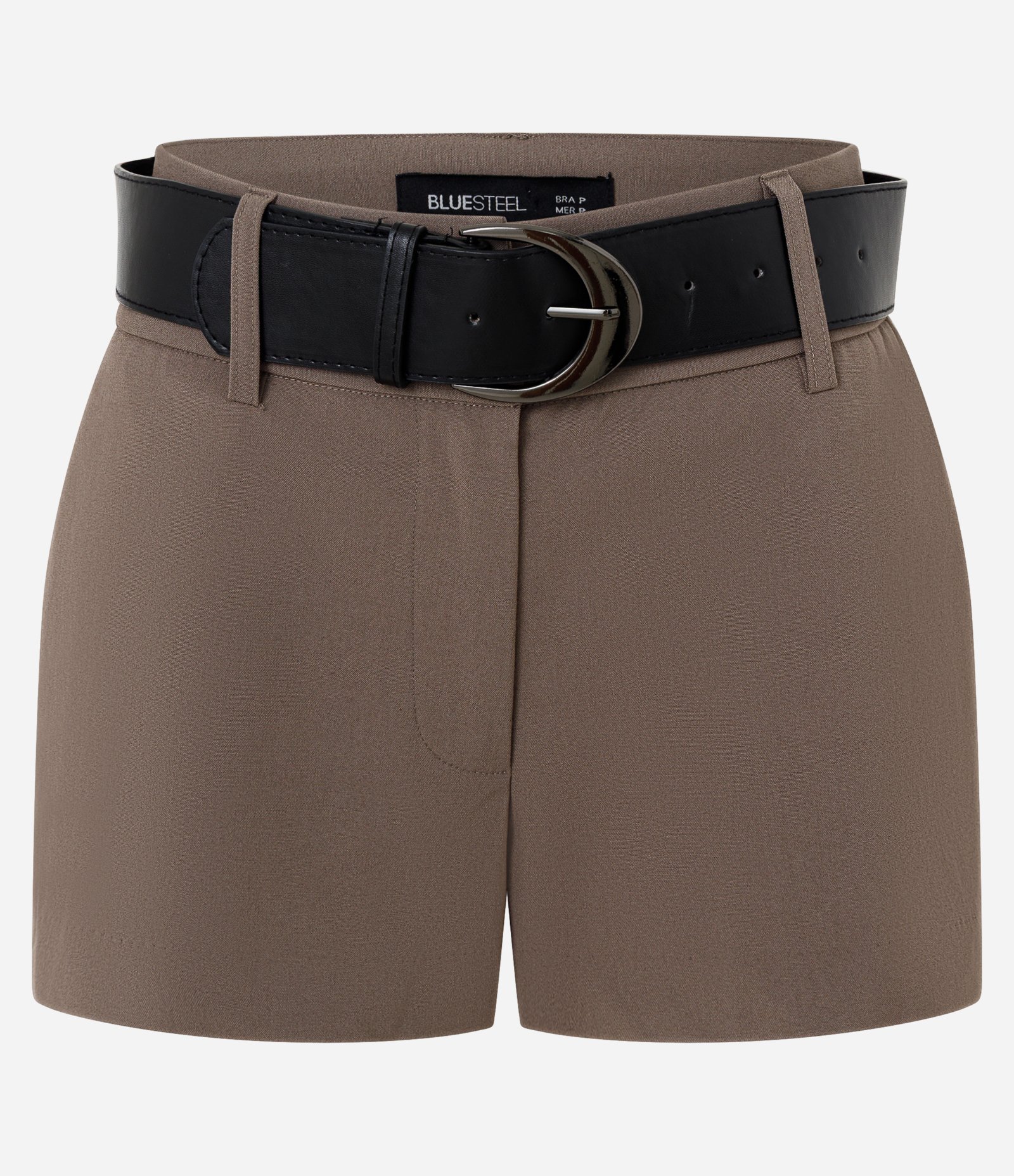 Short Alfaiatado com Cinto e Cintura Alta Bege Escuro 1