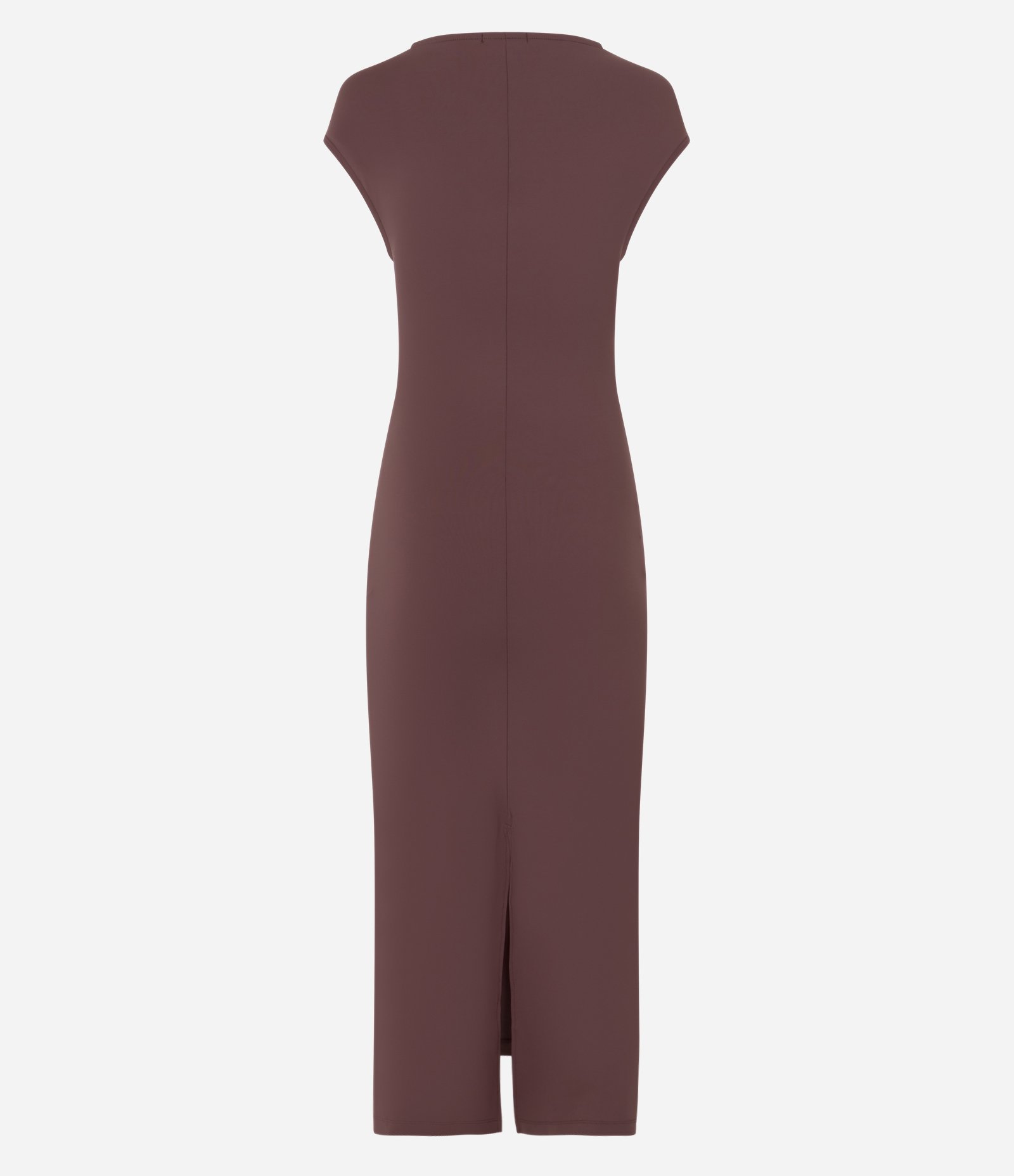 Vestido Longo em Microfibra com Enfeite no Ombro Marrom 7