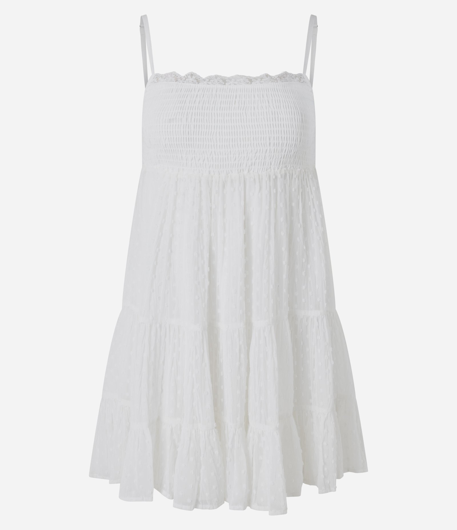 Vestido Curto Texturizado com Franzido e Alças Finas Branco 5
