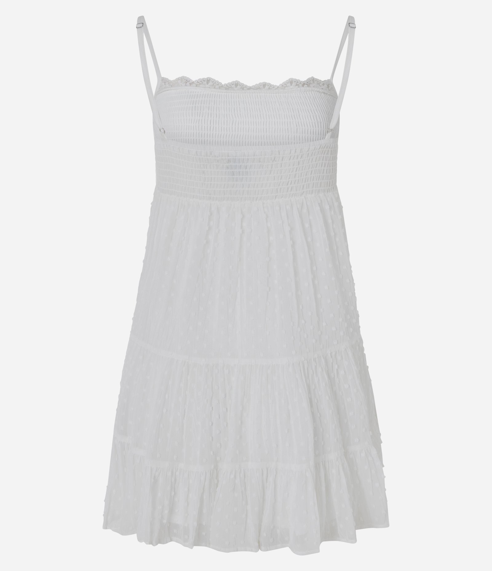 Vestido Curto Texturizado com Franzido e Alças Finas Branco 7