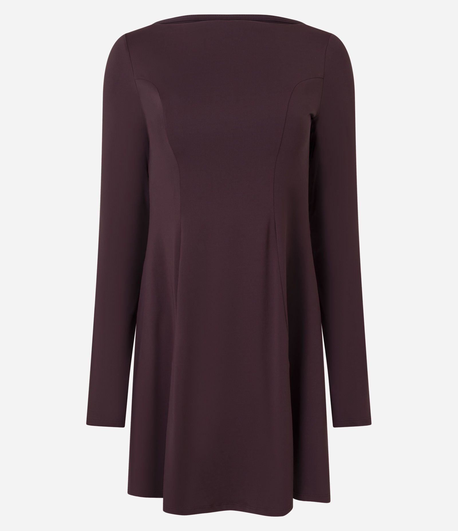 Vestido Evasê Curto com Decote Canoa Marrom 6