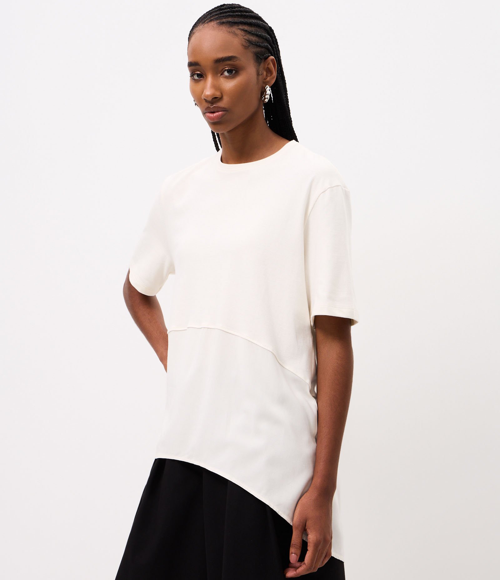 Camiseta em Algodão com Barra Mullet Branco 1