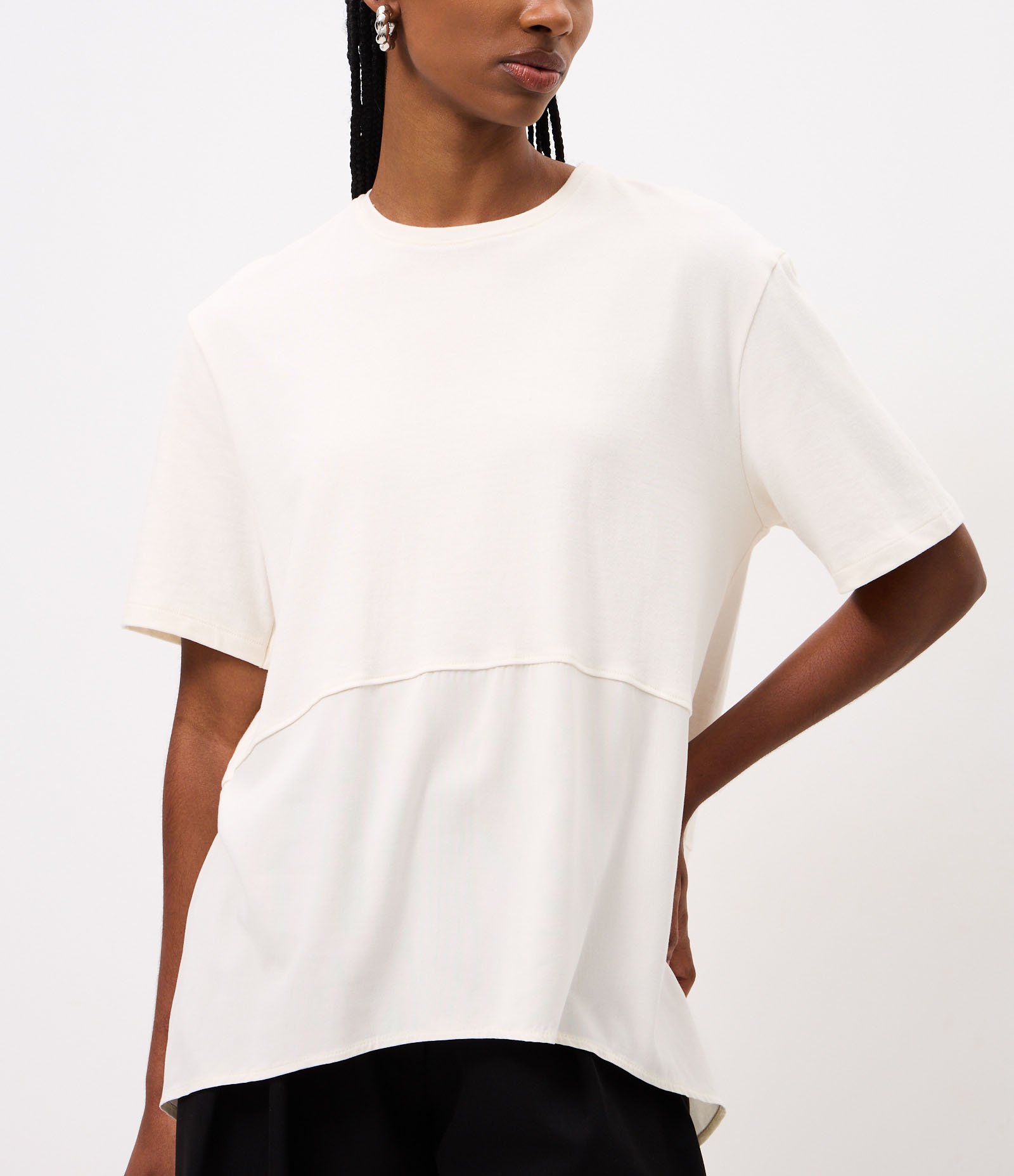 Camiseta em Algodão com Barra Mullet Branco 4