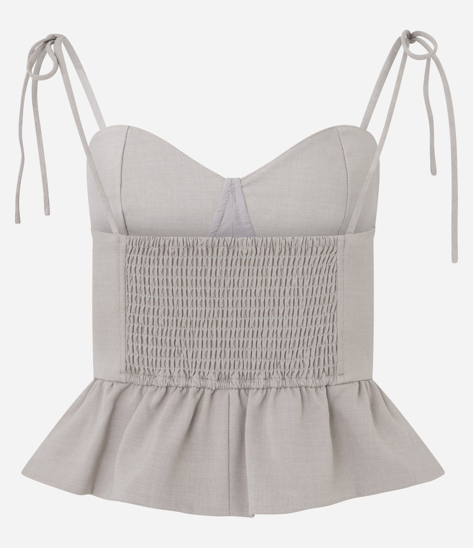 Blusa Peplum com Decote Coração e Amarração nas Alças Bege 6