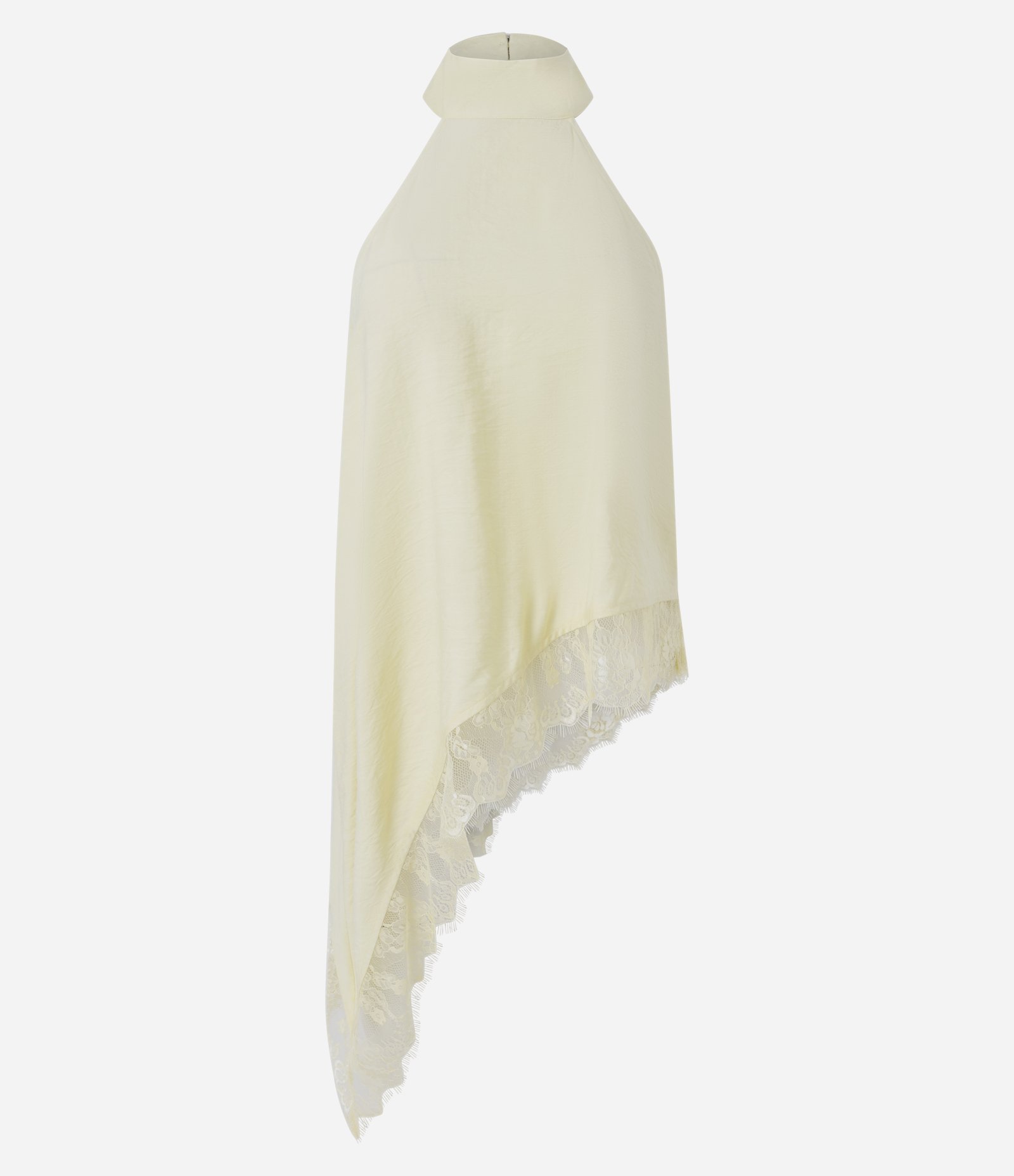 Blusa Frente Única em Viscose com Barra Assimétrica e Renda Amarelo Claro 5