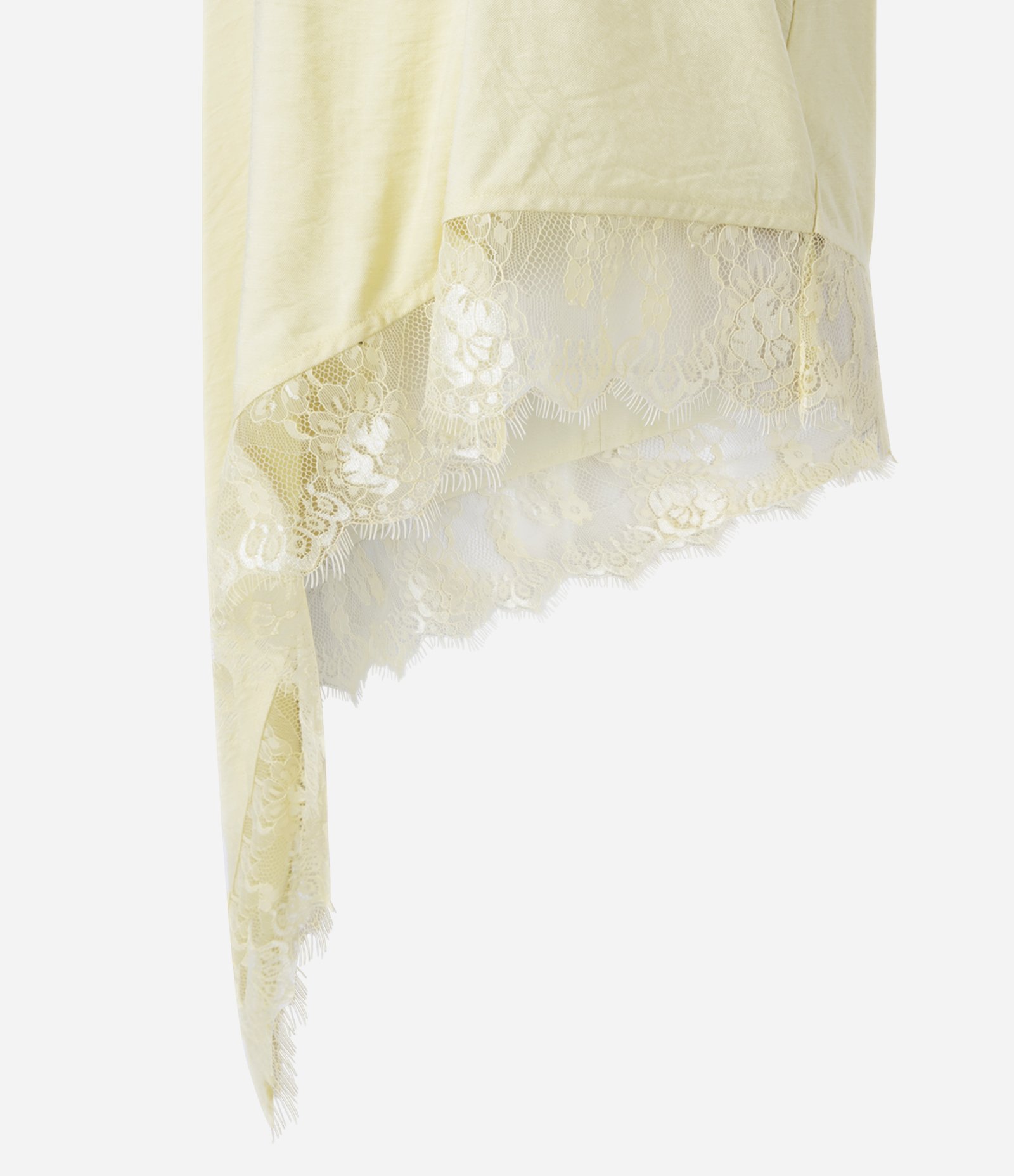 Blusa Frente Única em Viscose com Barra Assimétrica e Renda Amarelo Claro 6