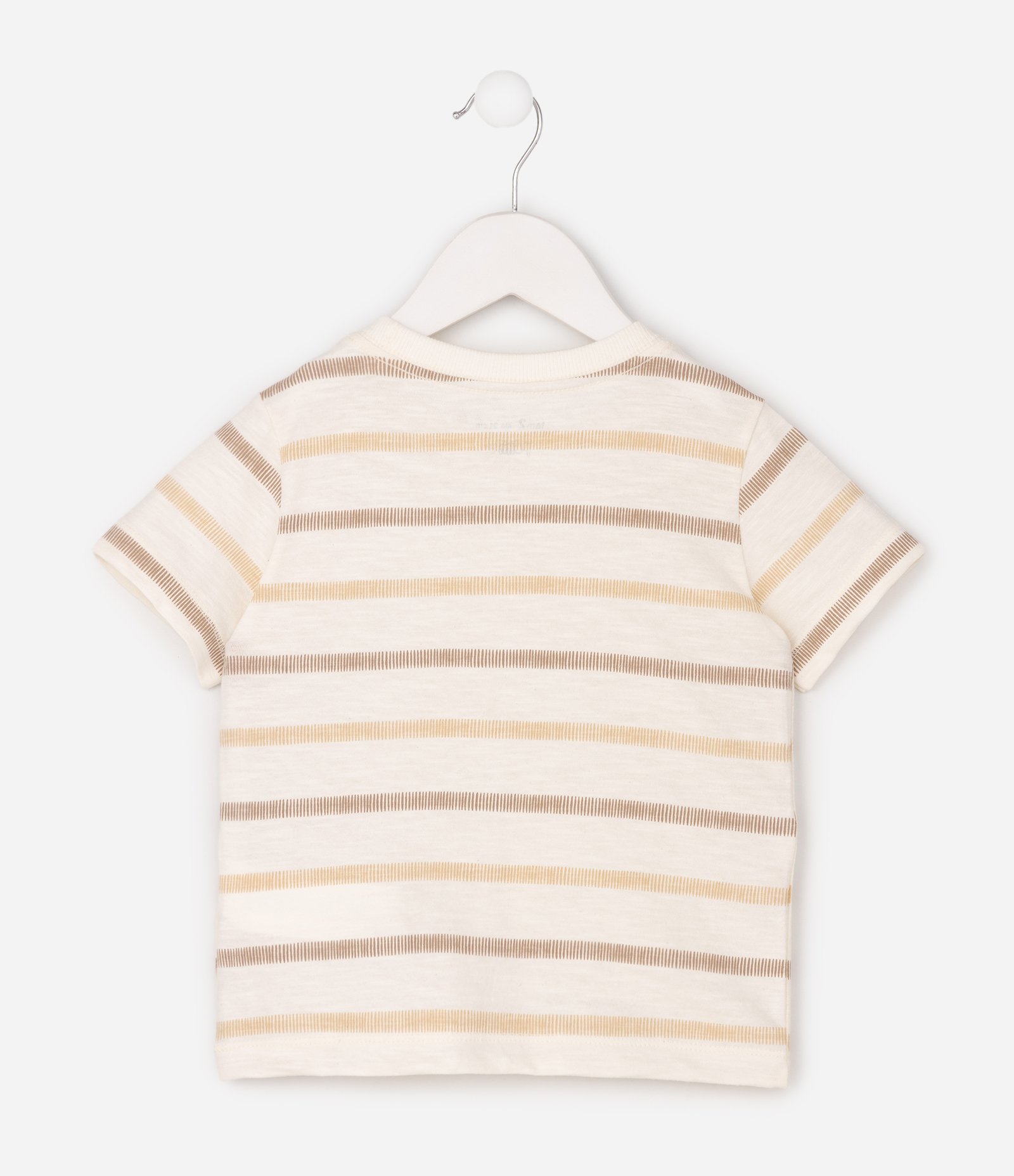 Camiseta Infantil em Algodão com Estampa Listrada – Tam 1 a 6 Anos Bege/Off White 3