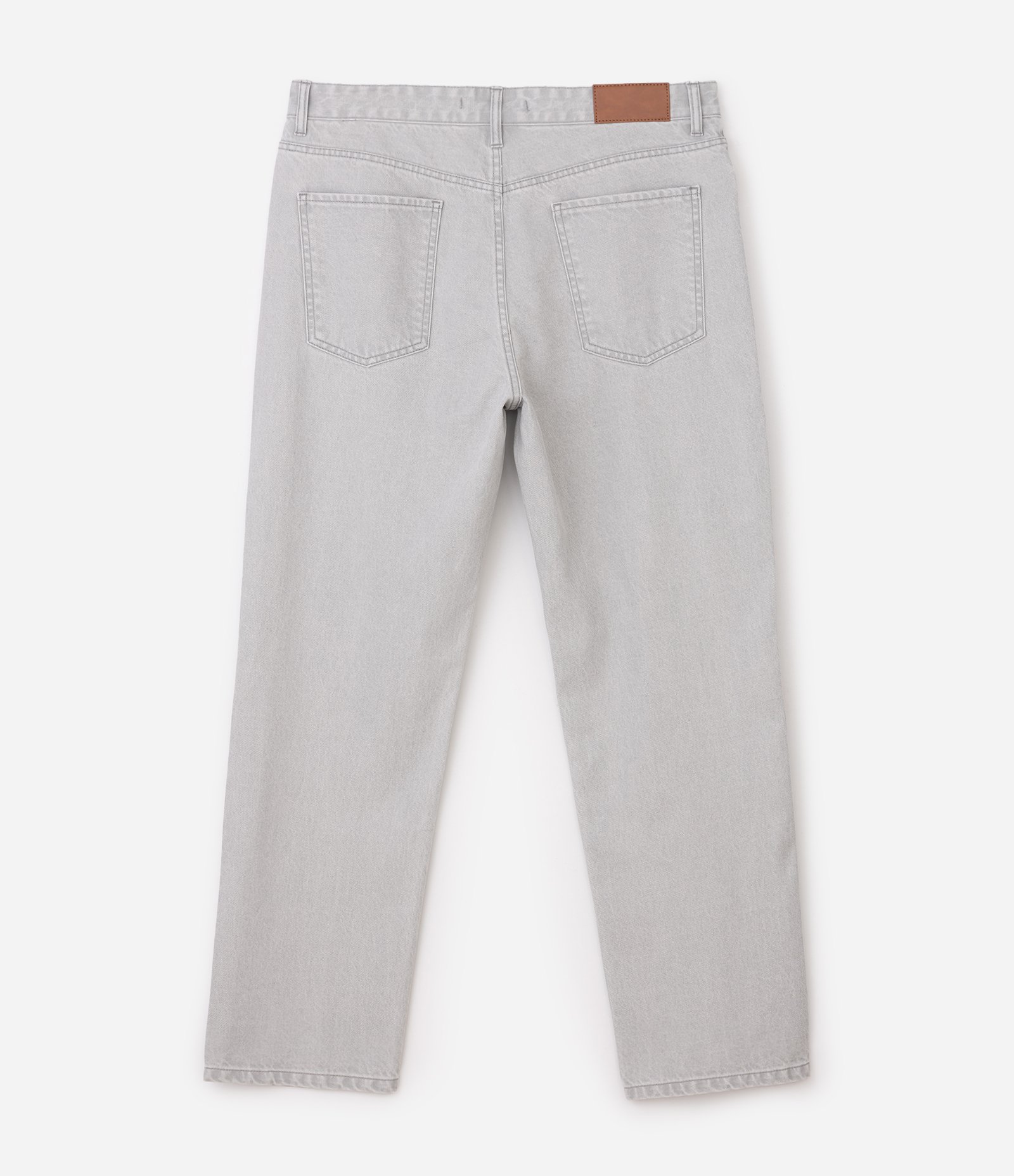 Calça em Sarja Reta com Lavagem Vintage Cinza 7