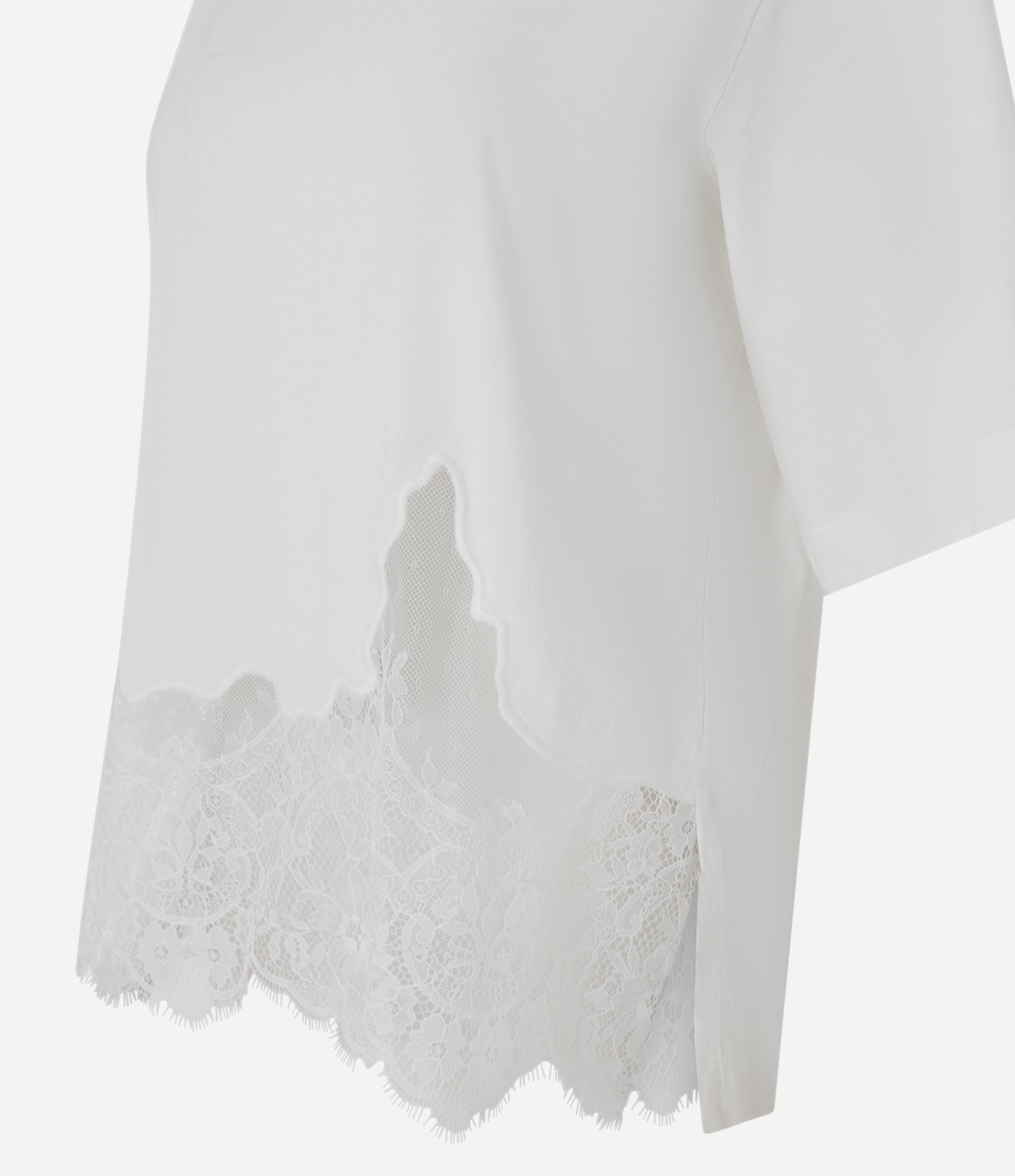 Camiseta Box em Algodão com Aplicação de Renda na Barra Branco 6
