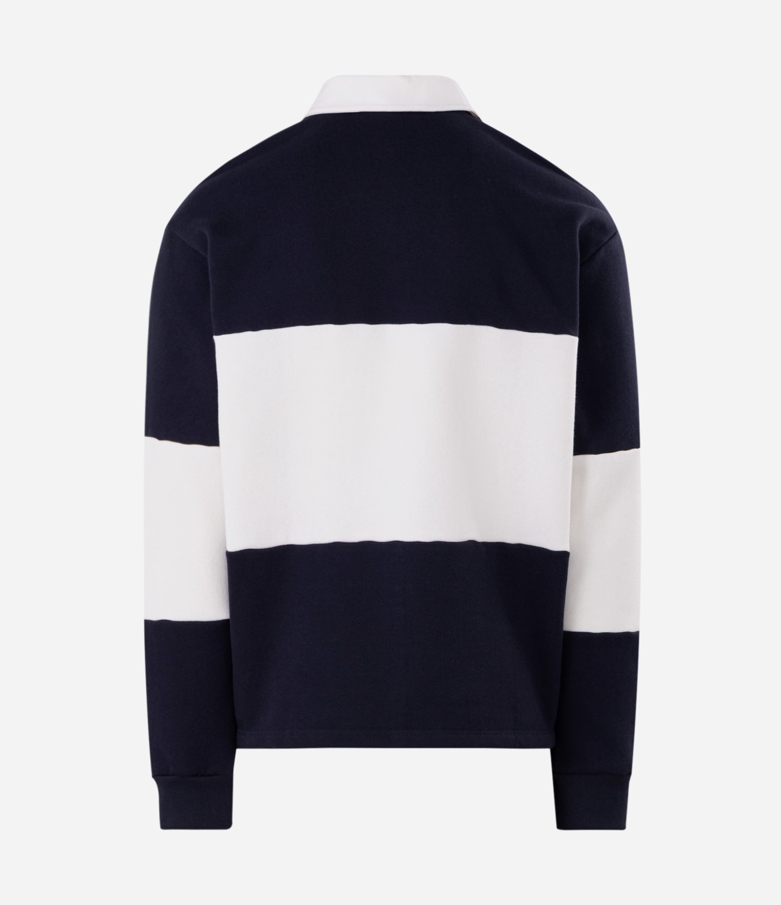 Moletom Boxy Listrado com Gola Polo Azul 2