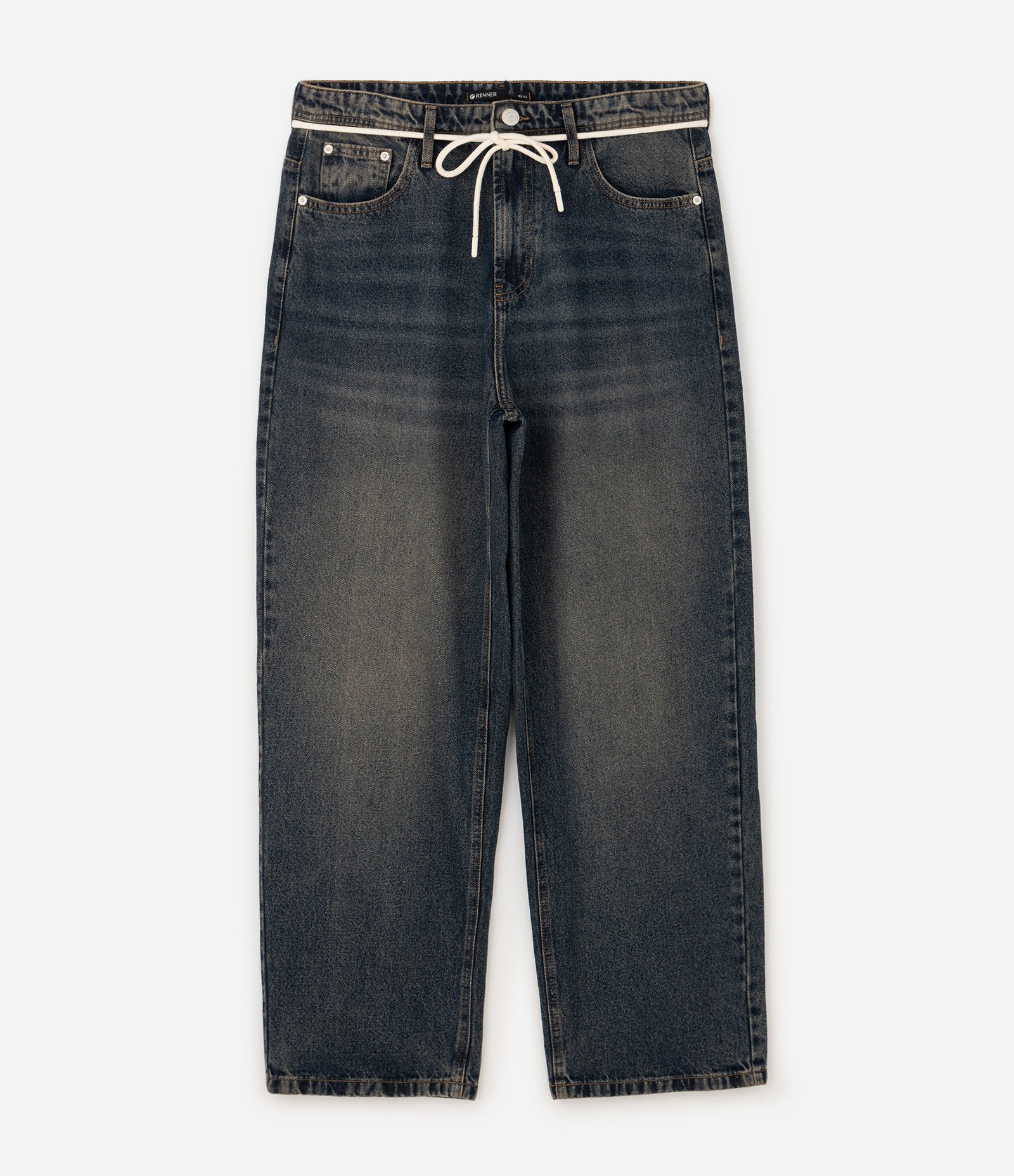 Calça Baggy Relaxed em Jeans Azul Escuro 5