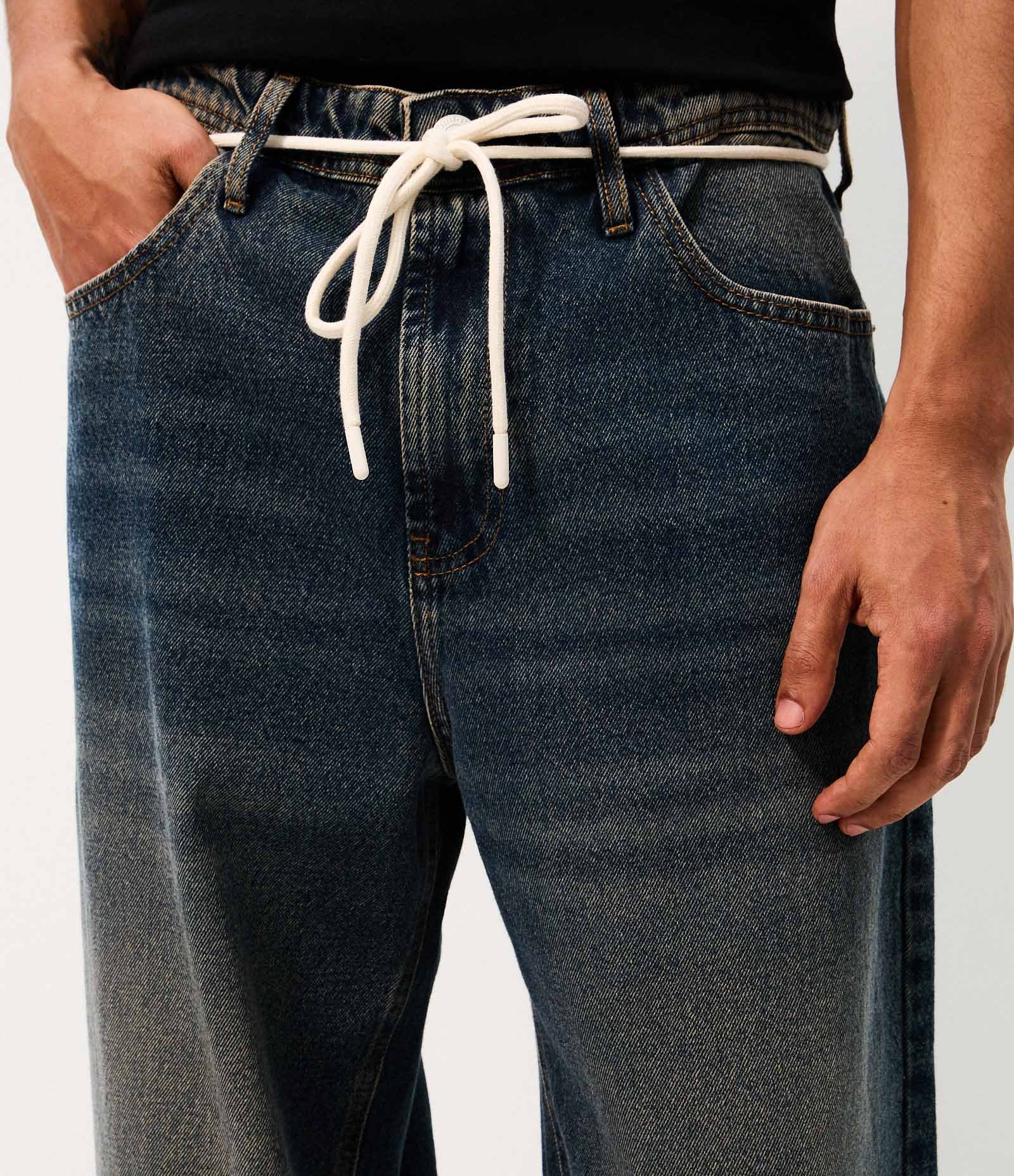 Calça Baggy Relaxed em Jeans Azul Escuro 4