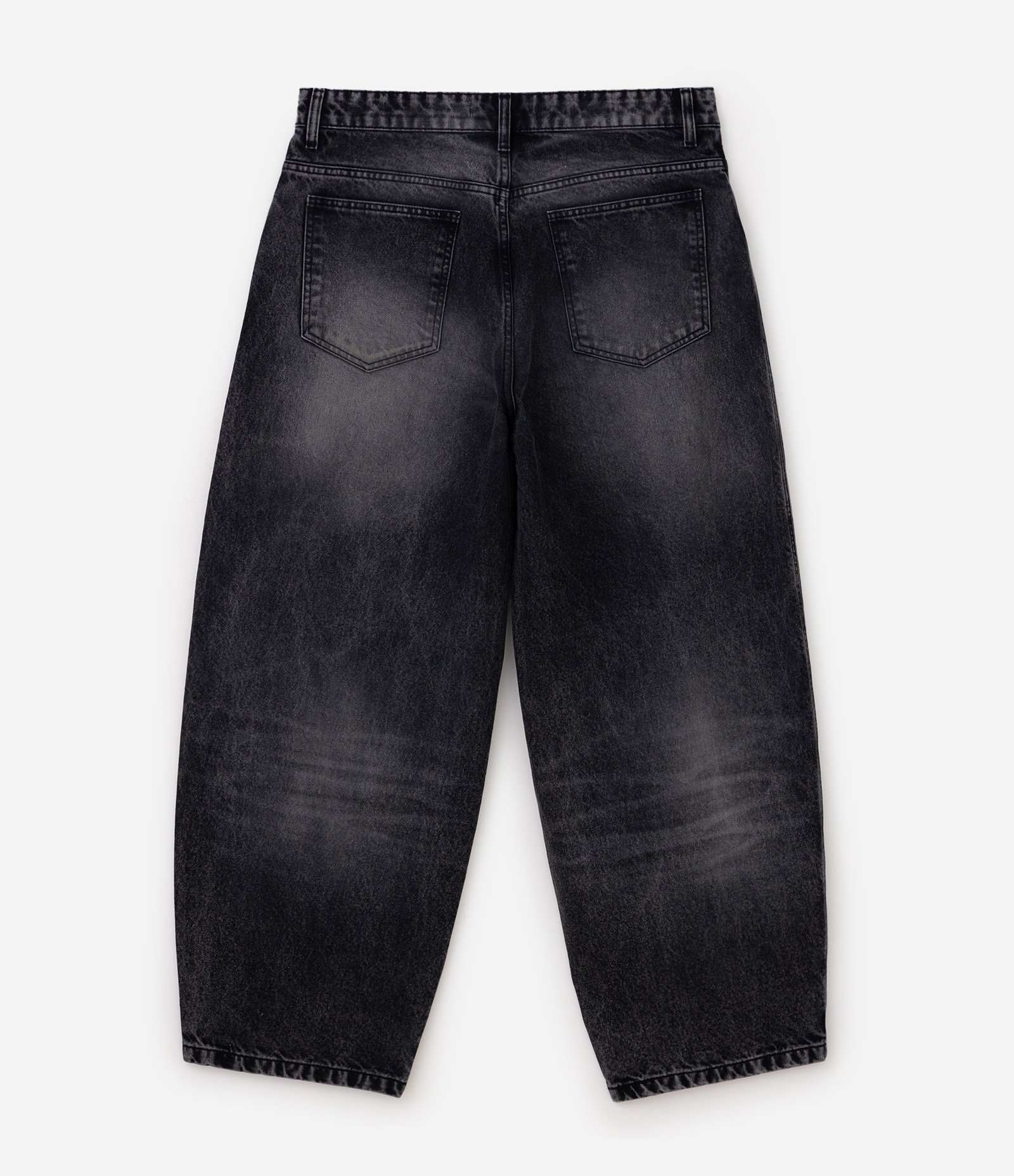 Calça Jeans Baggy Balloon com Recortes Estruturados Preto 2