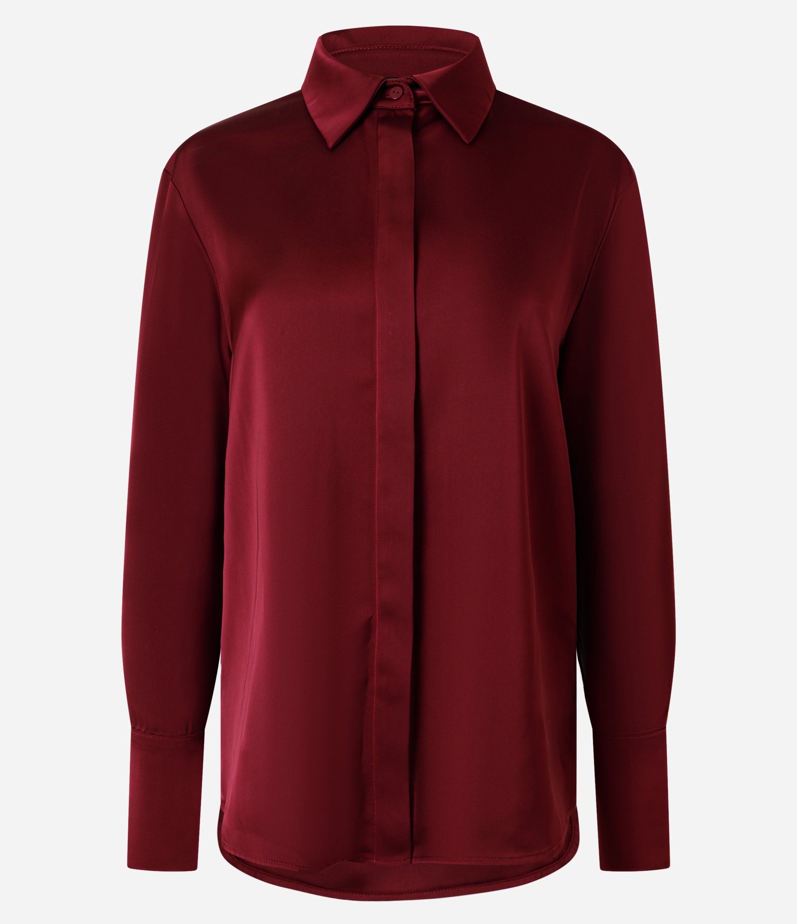 Camisa Acetinada com Gola Clássica Vinho 6