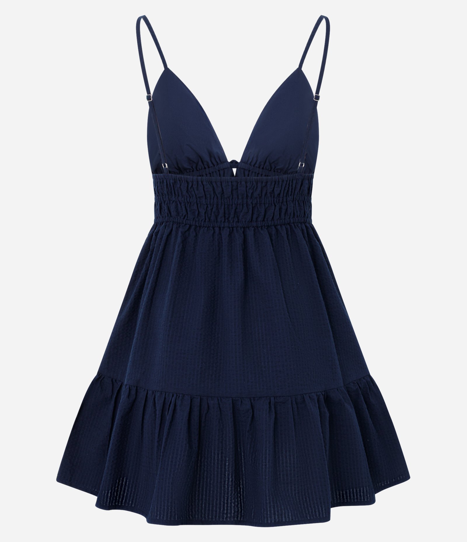Vestido Curto em Viscose com Franzido e Alças Finas Azul 3