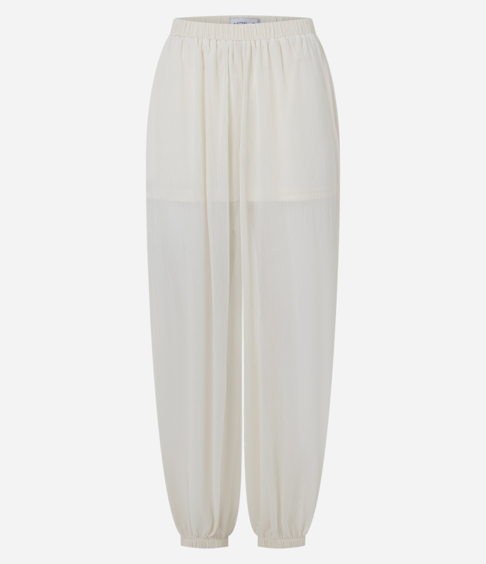 Calça Aladim em Chiffon Texturizado com Transparência Off White 5