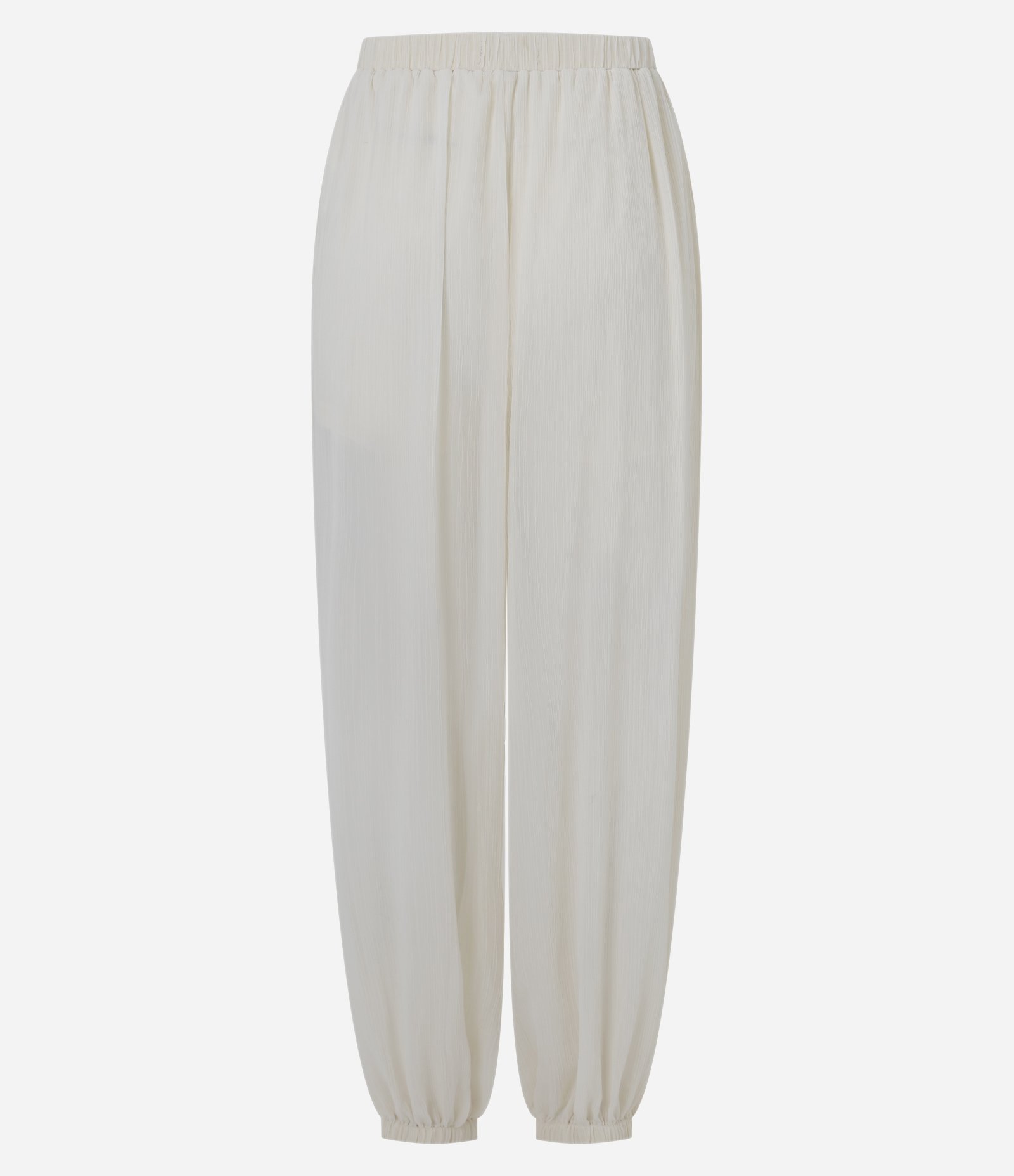 Calça Aladim em Chiffon Texturizado com Transparência Off White 7